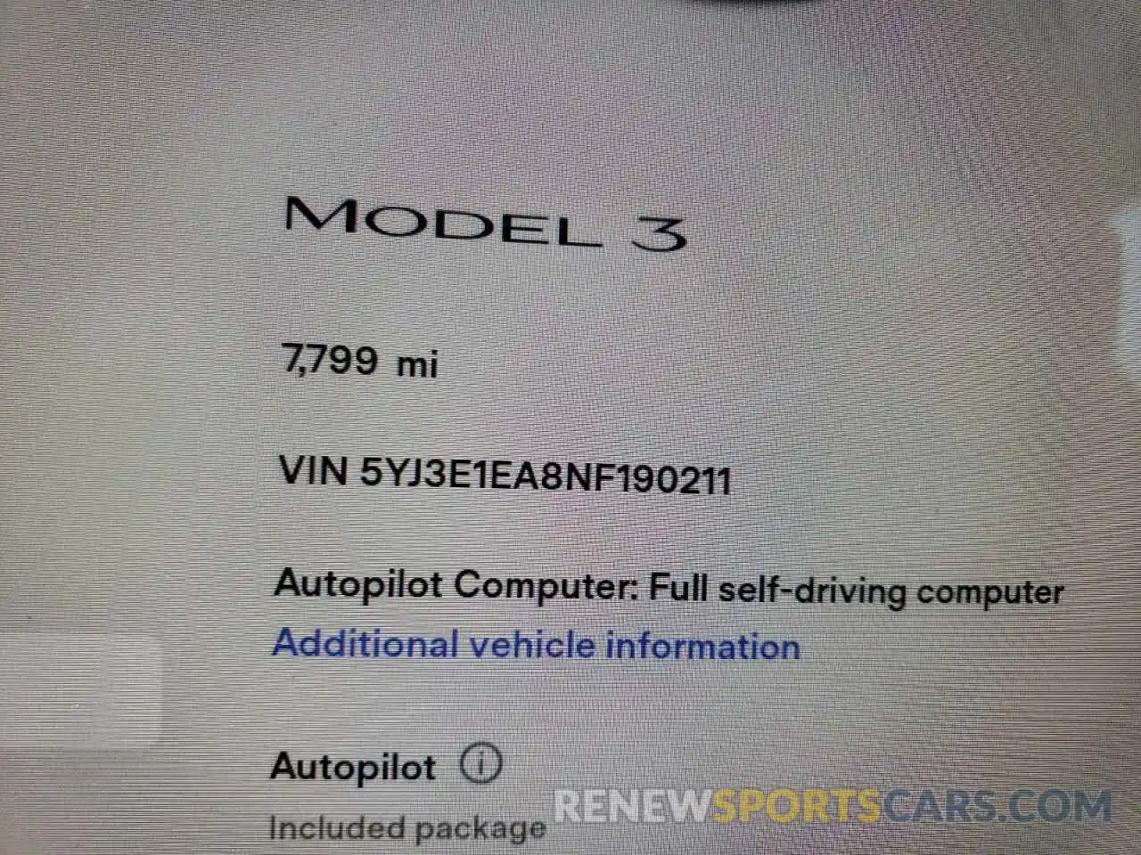 8 Photograph of a damaged car 5YJ3E1EA8NF190211 TESLA MODEL 3 2022