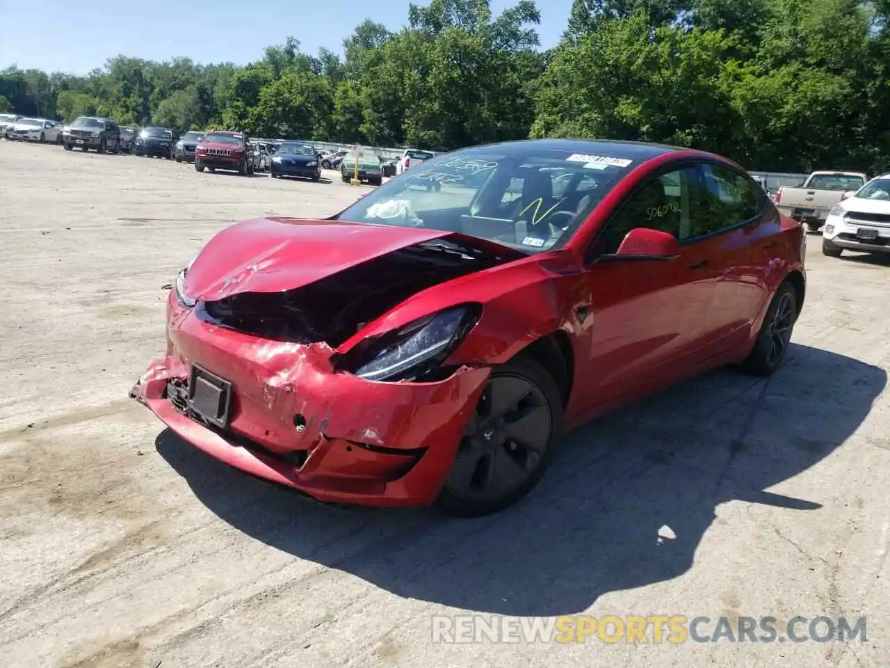 2 Photograph of a damaged car 5YJ3E1EA8NF190659 TESLA MODEL 3 2022