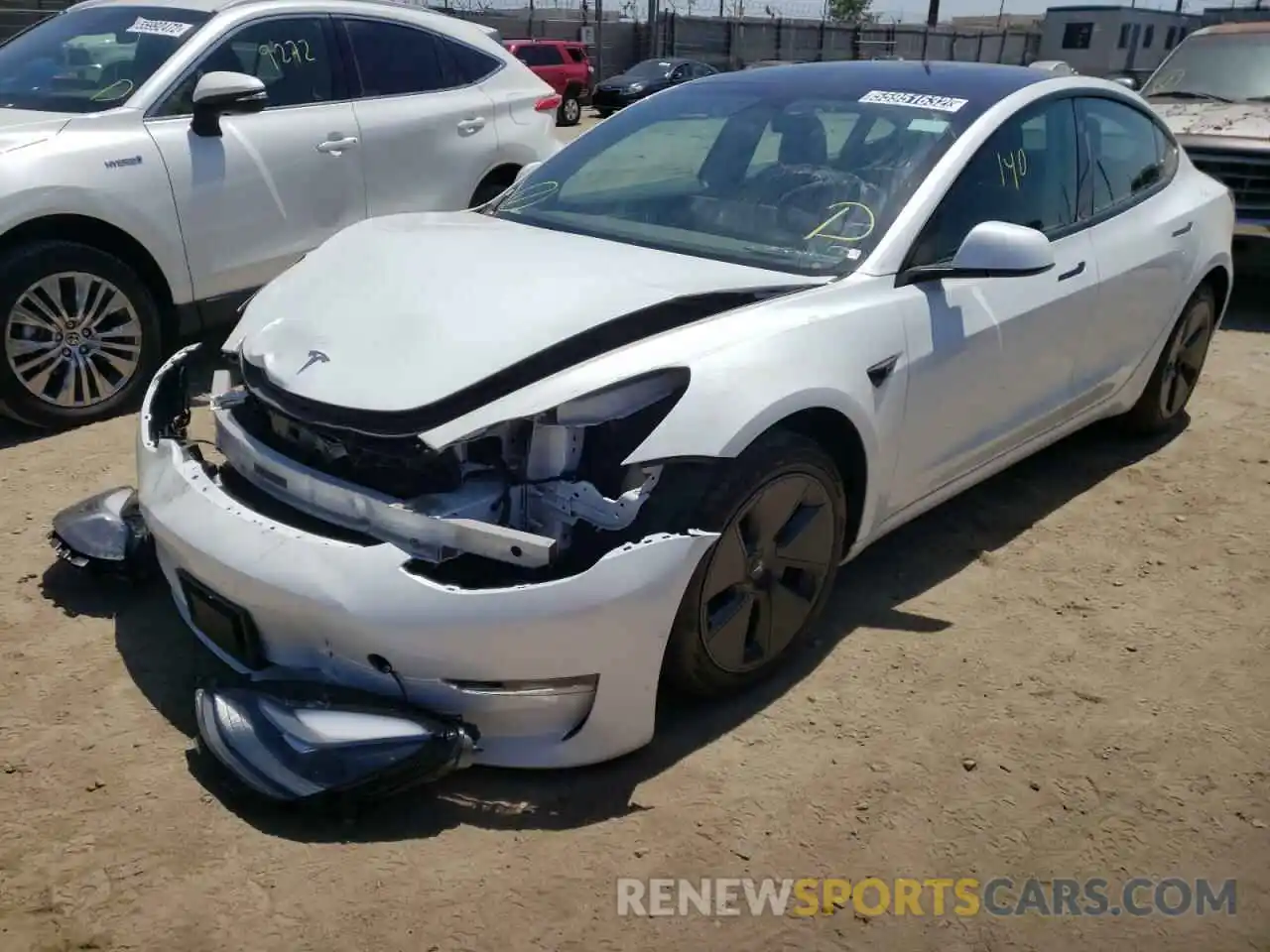 2 Photograph of a damaged car 5YJ3E1EA8NF286260 TESLA MODEL 3 2022