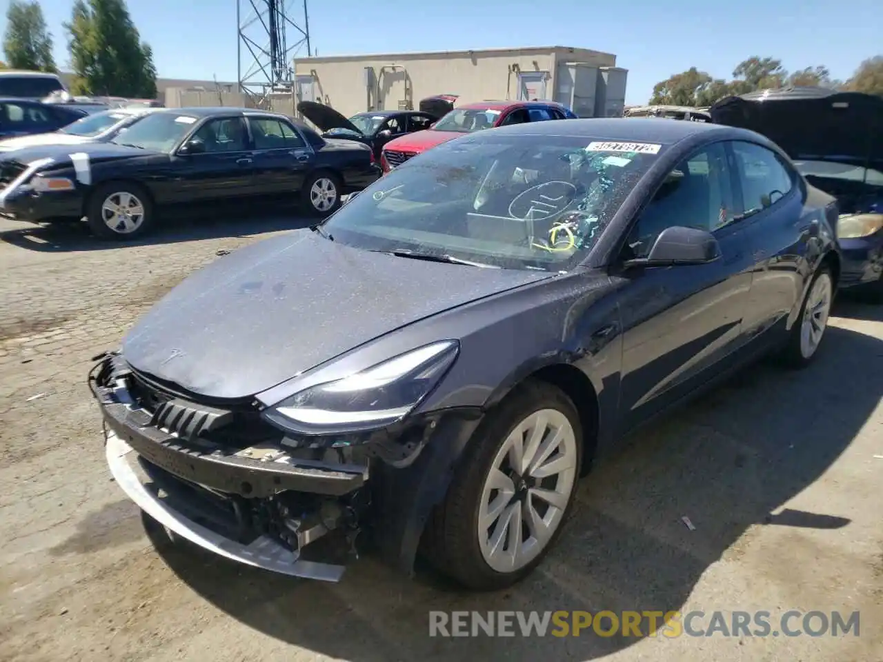 2 Photograph of a damaged car 5YJ3E1EA9NF144564 TESLA MODEL 3 2022