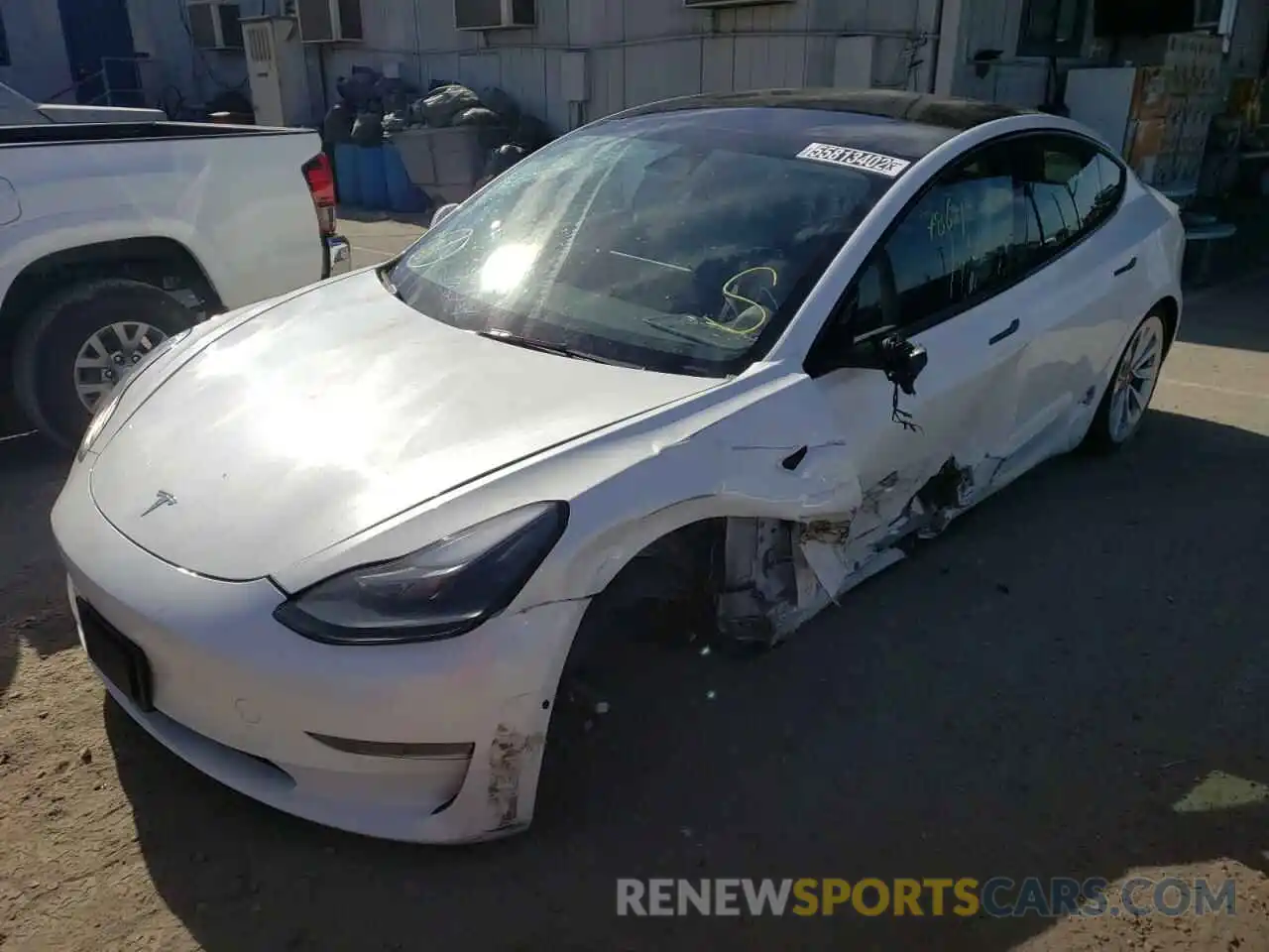 2 Photograph of a damaged car 5YJ3E1EA9NF145696 TESLA MODEL 3 2022