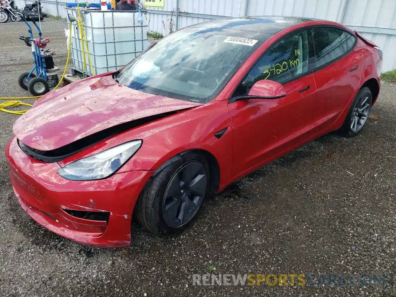 2 Photograph of a damaged car 5YJ3E1EA9NF167620 TESLA MODEL 3 2022