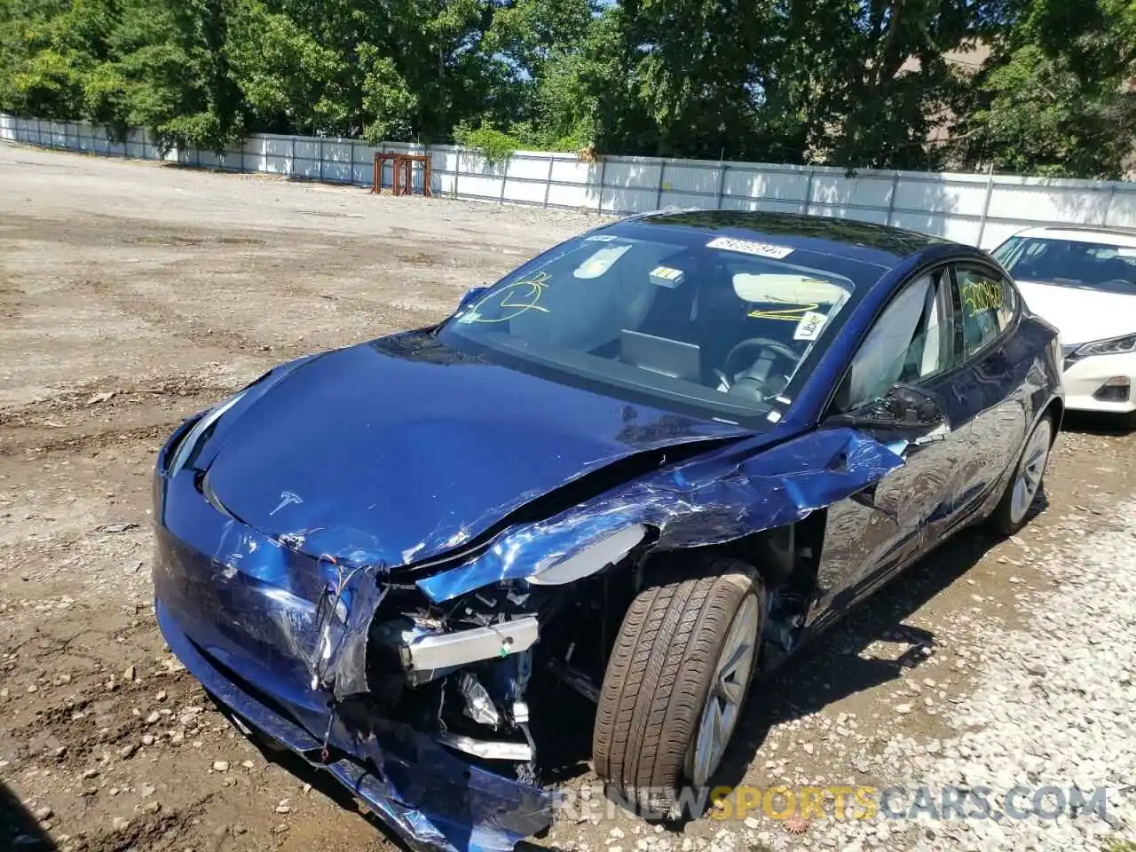 2 Photograph of a damaged car 5YJ3E1EA9NF187351 TESLA MODEL 3 2022