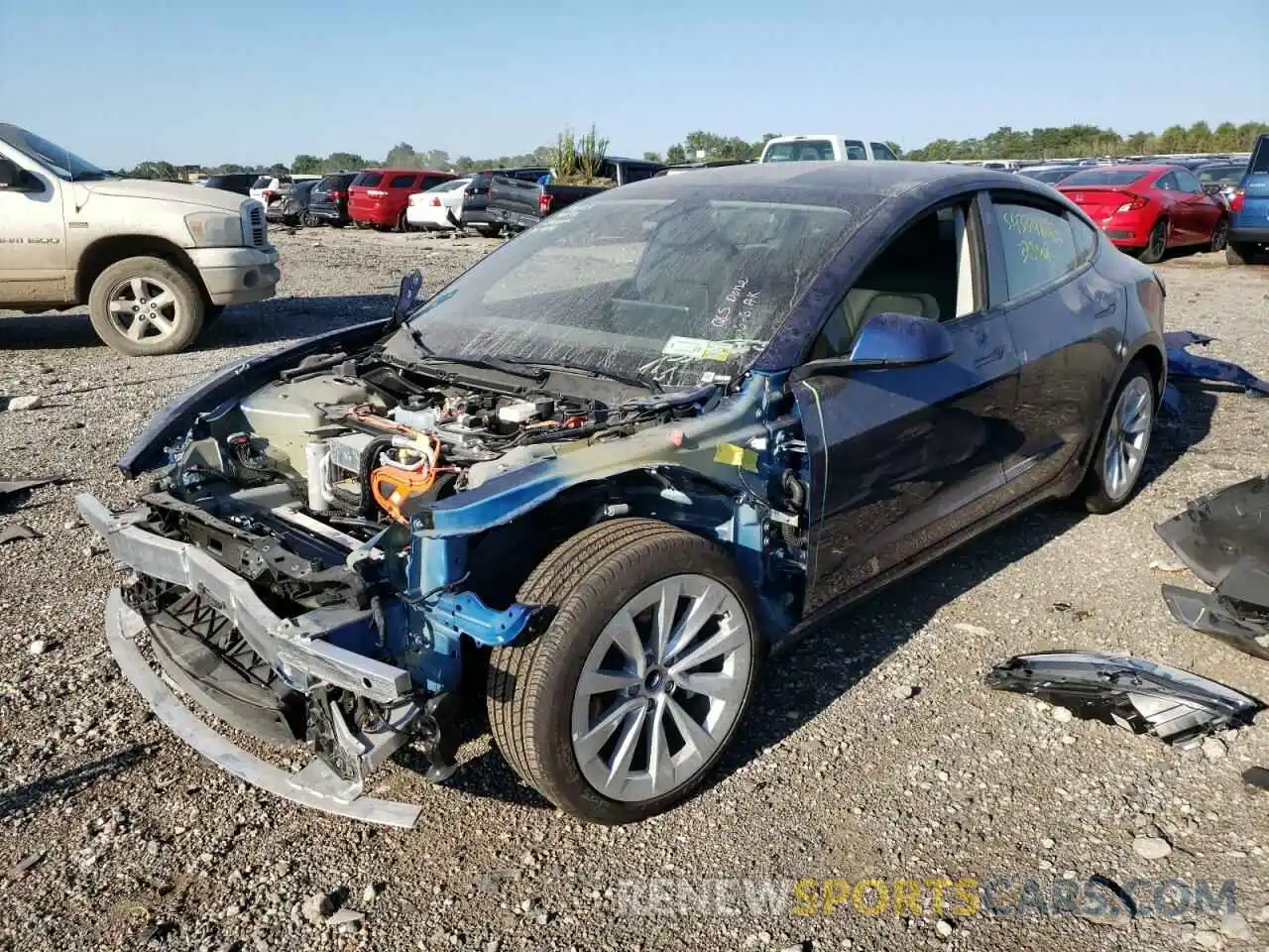 2 Photograph of a damaged car 5YJ3E1EA9NF192145 TESLA MODEL 3 2022