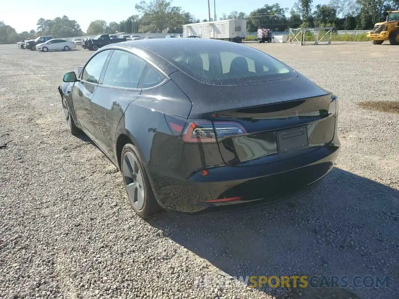 3 Photograph of a damaged car 5YJ3E1EA9NF307195 TESLA MODEL 3 2022