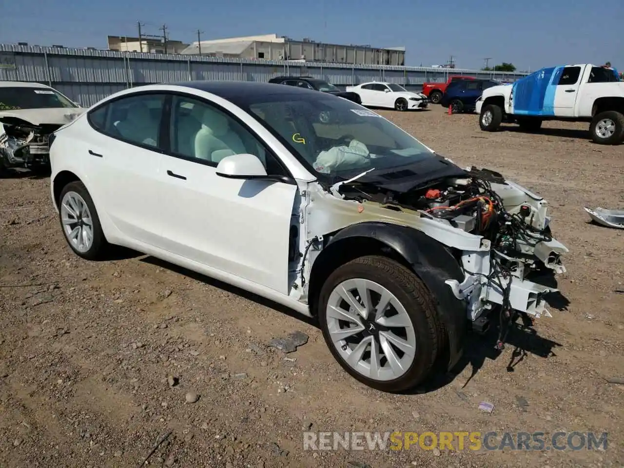 1 Photograph of a damaged car 5YJ3E1EAXNF135243 TESLA MODEL 3 2022