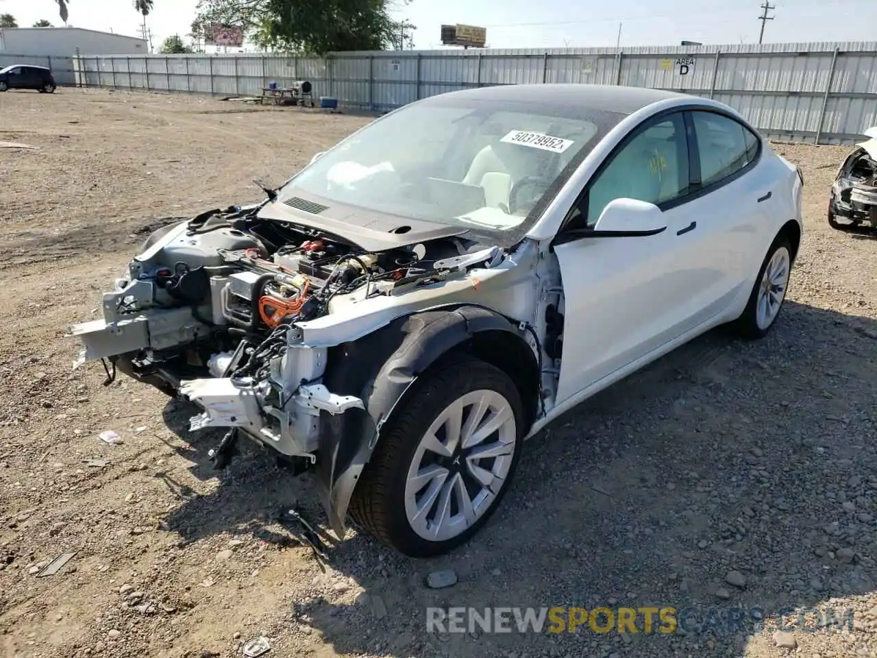 2 Photograph of a damaged car 5YJ3E1EAXNF135243 TESLA MODEL 3 2022