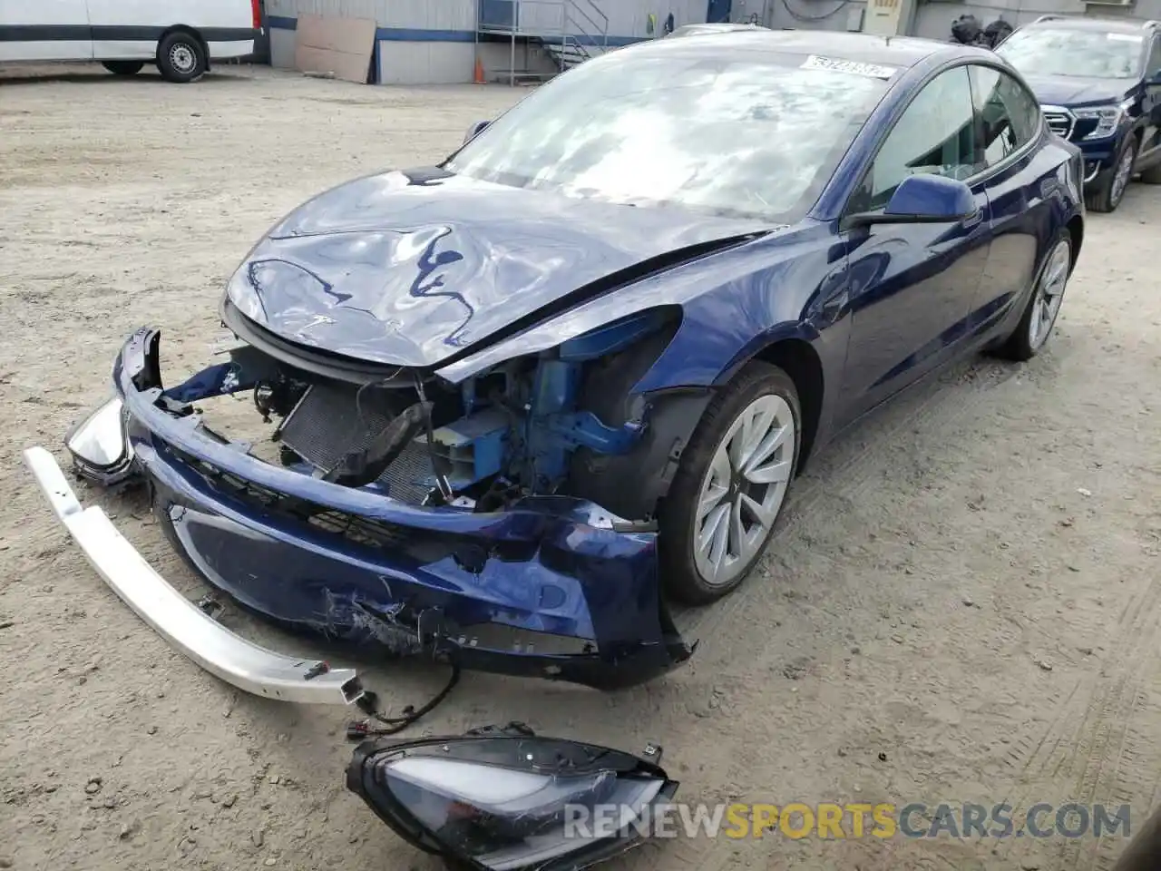 2 Photograph of a damaged car 5YJ3E1EAXNF143195 TESLA MODEL 3 2022