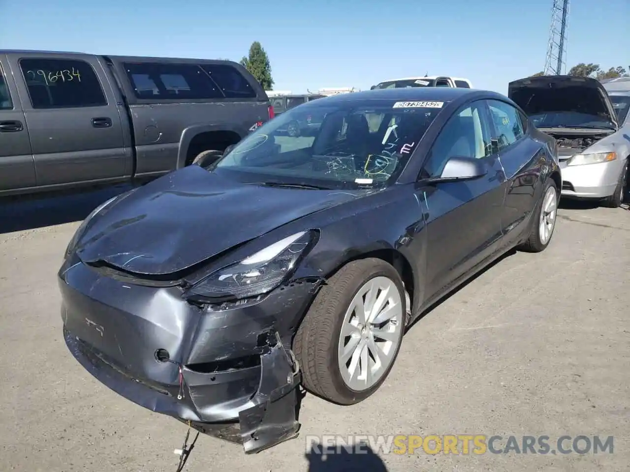 2 Photograph of a damaged car 5YJ3E1EAXNF143827 TESLA MODEL 3 2022