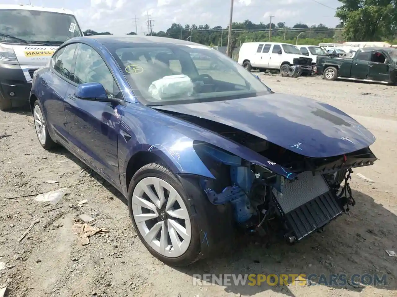 1 Photograph of a damaged car 5YJ3E1EB0NF106844 TESLA MODEL 3 2022