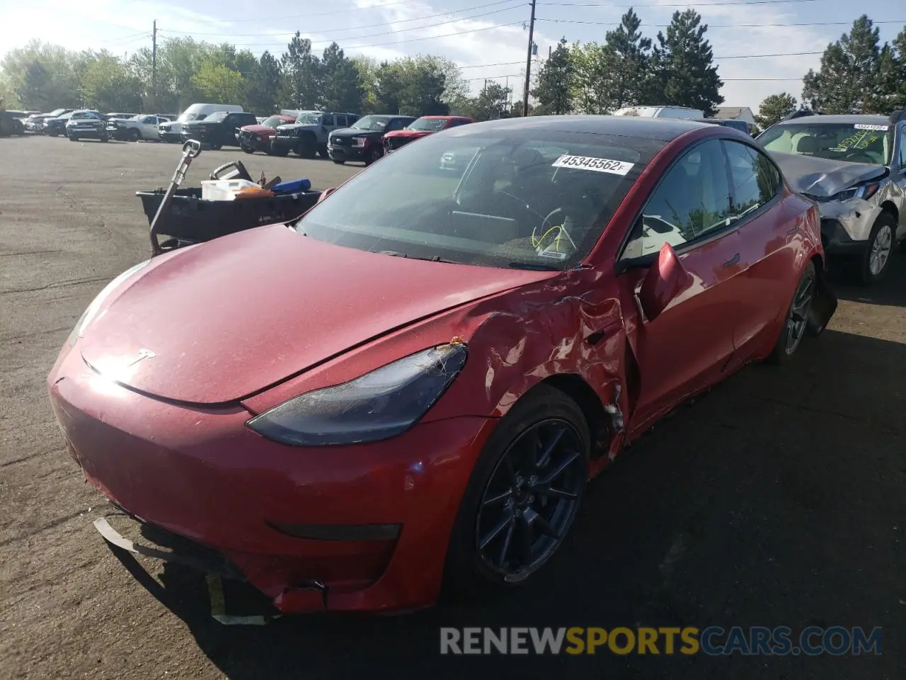 2 Photograph of a damaged car 5YJ3E1EB0NF131498 TESLA MODEL 3 2022