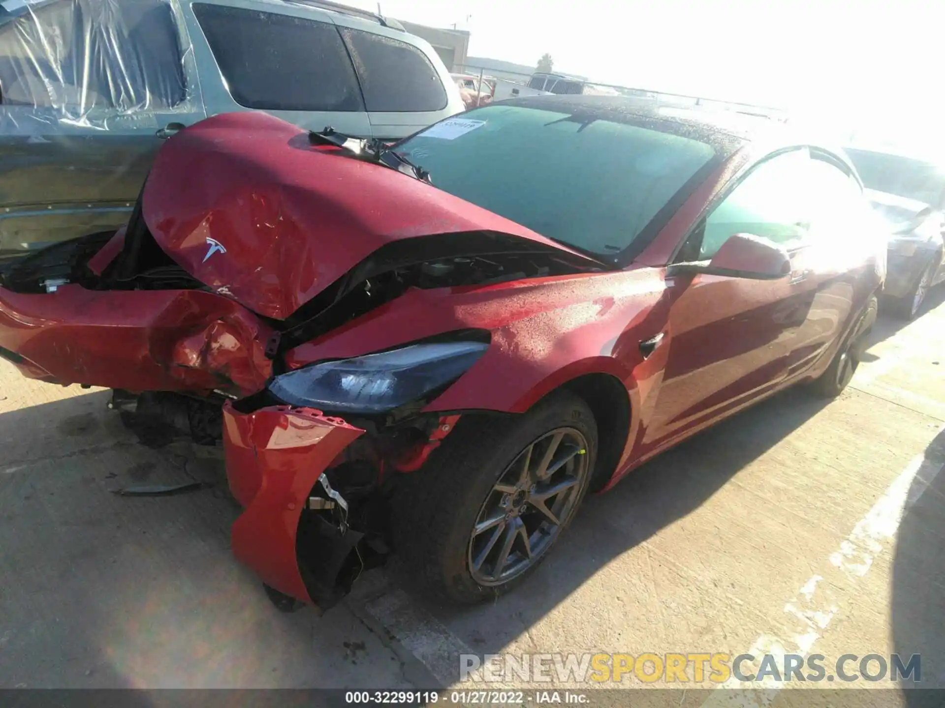 2 Photograph of a damaged car 5YJ3E1EB0NF133736 TESLA MODEL 3 2022