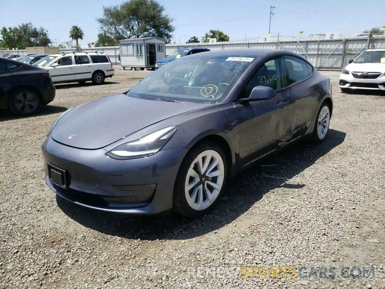 2 Photograph of a damaged car 5YJ3E1EB0NF144431 TESLA MODEL 3 2022