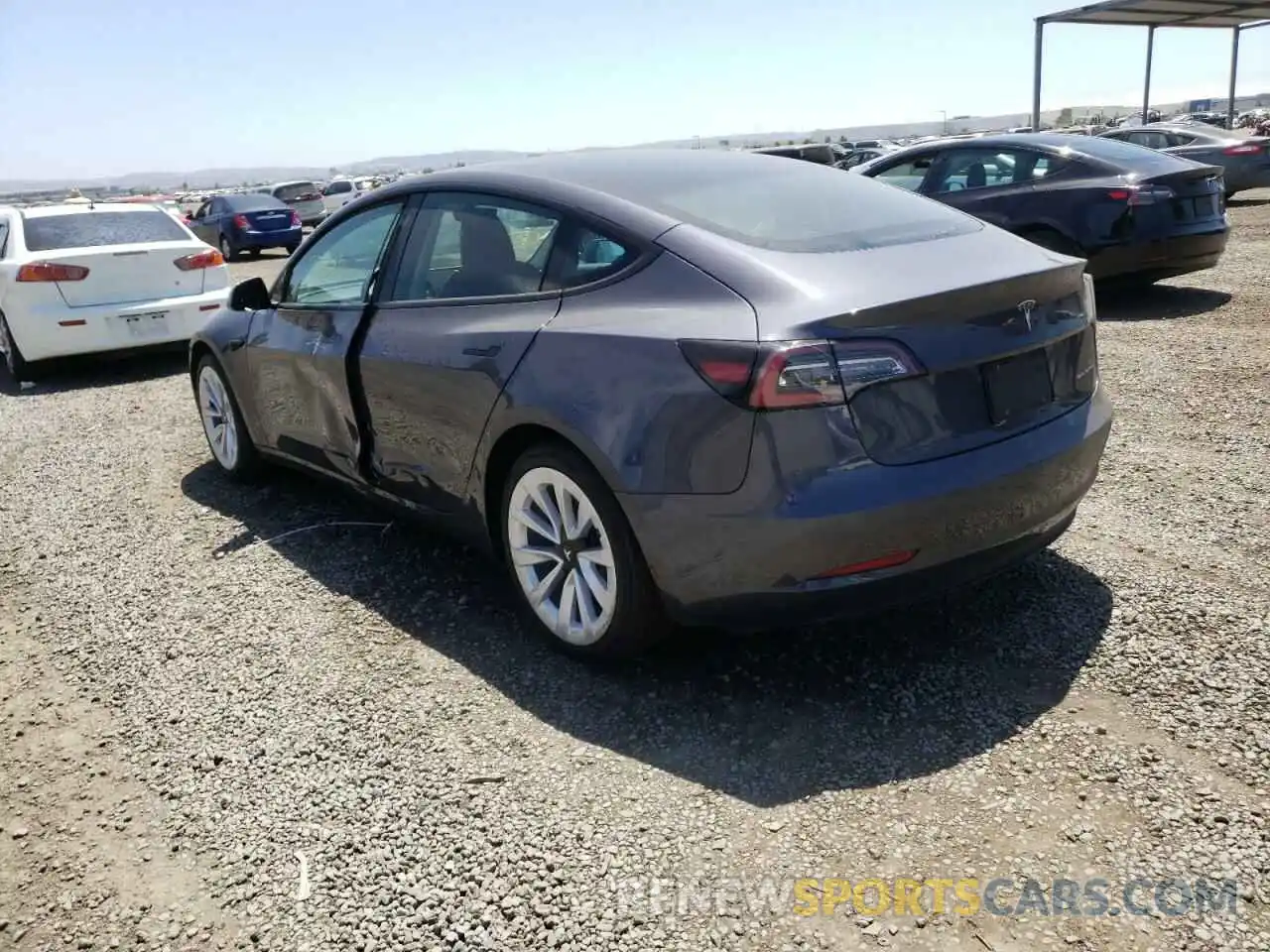 3 Photograph of a damaged car 5YJ3E1EB0NF144431 TESLA MODEL 3 2022