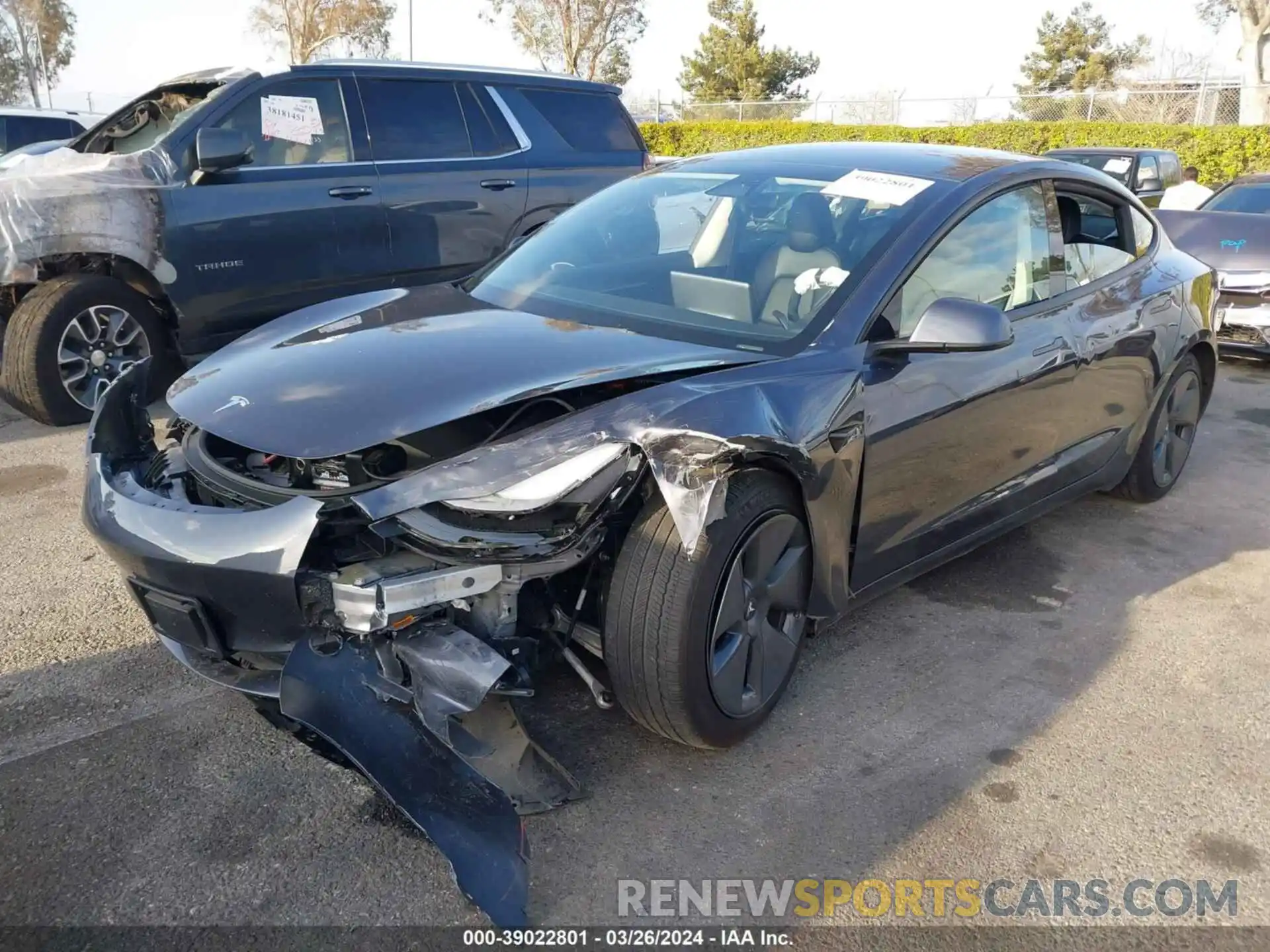 2 Photograph of a damaged car 5YJ3E1EB0NF167174 TESLA MODEL 3 2022