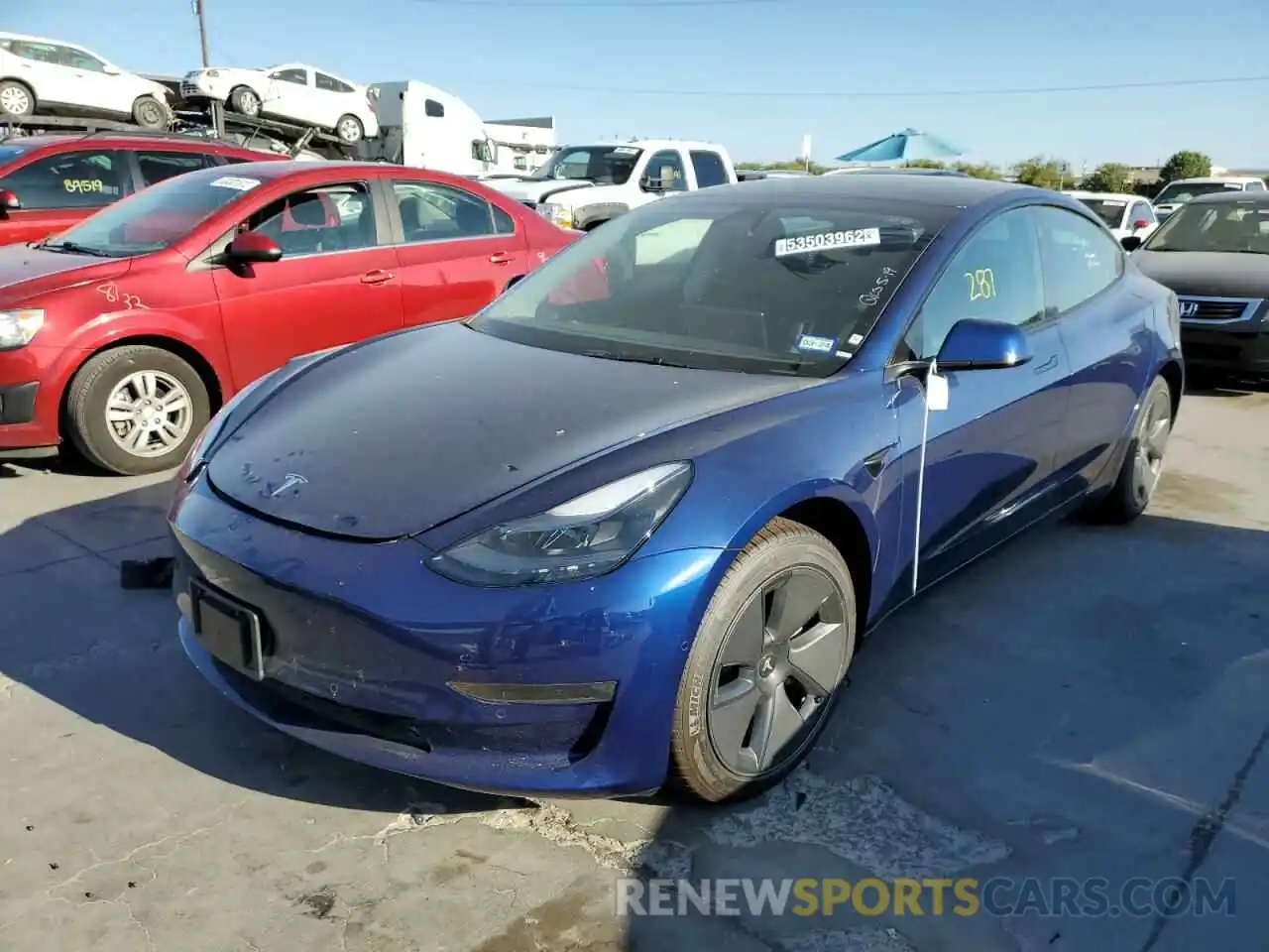 2 Photograph of a damaged car 5YJ3E1EB0NF184993 TESLA MODEL 3 2022