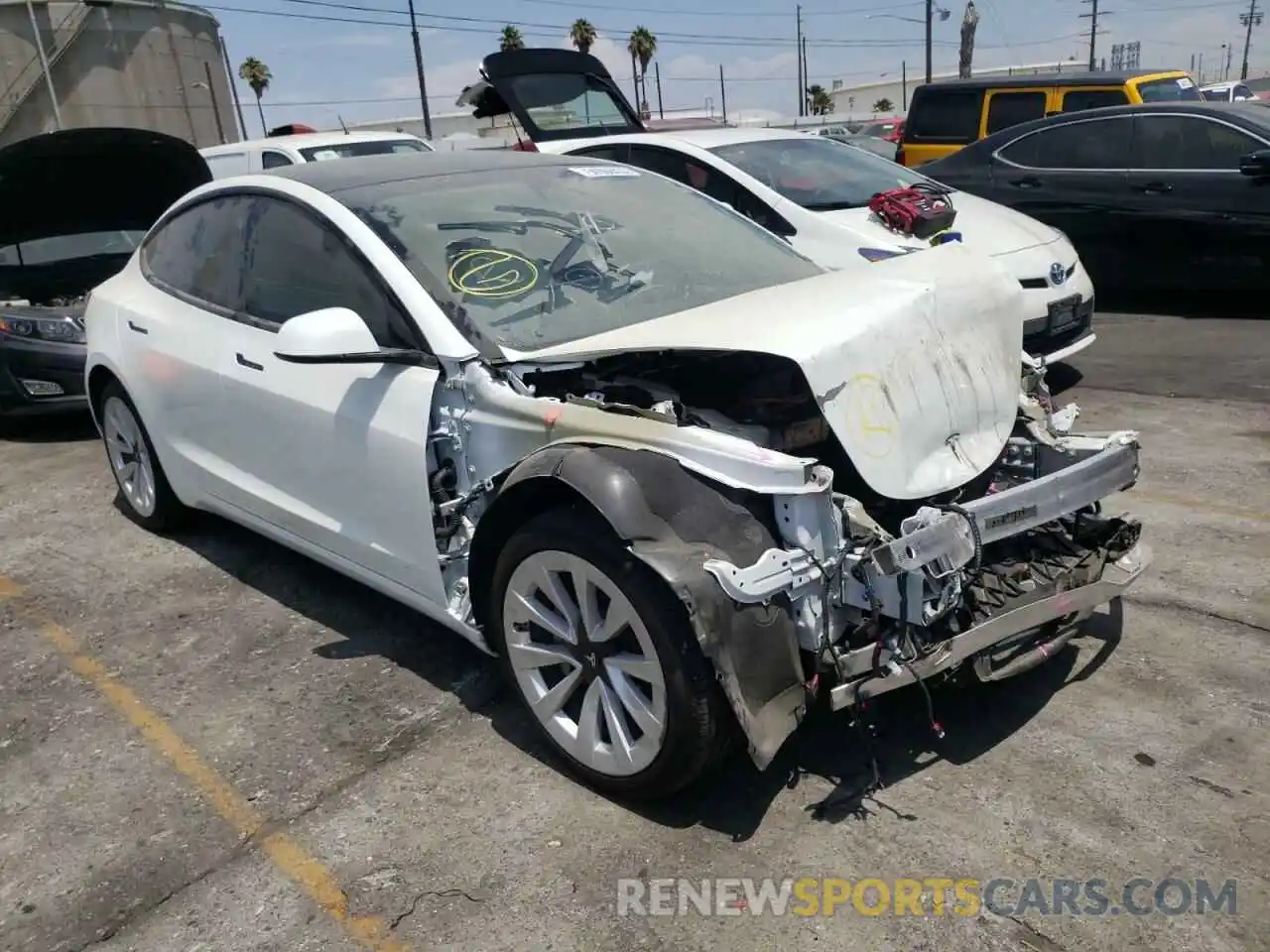 1 Photograph of a damaged car 5YJ3E1EB0NF193564 TESLA MODEL 3 2022