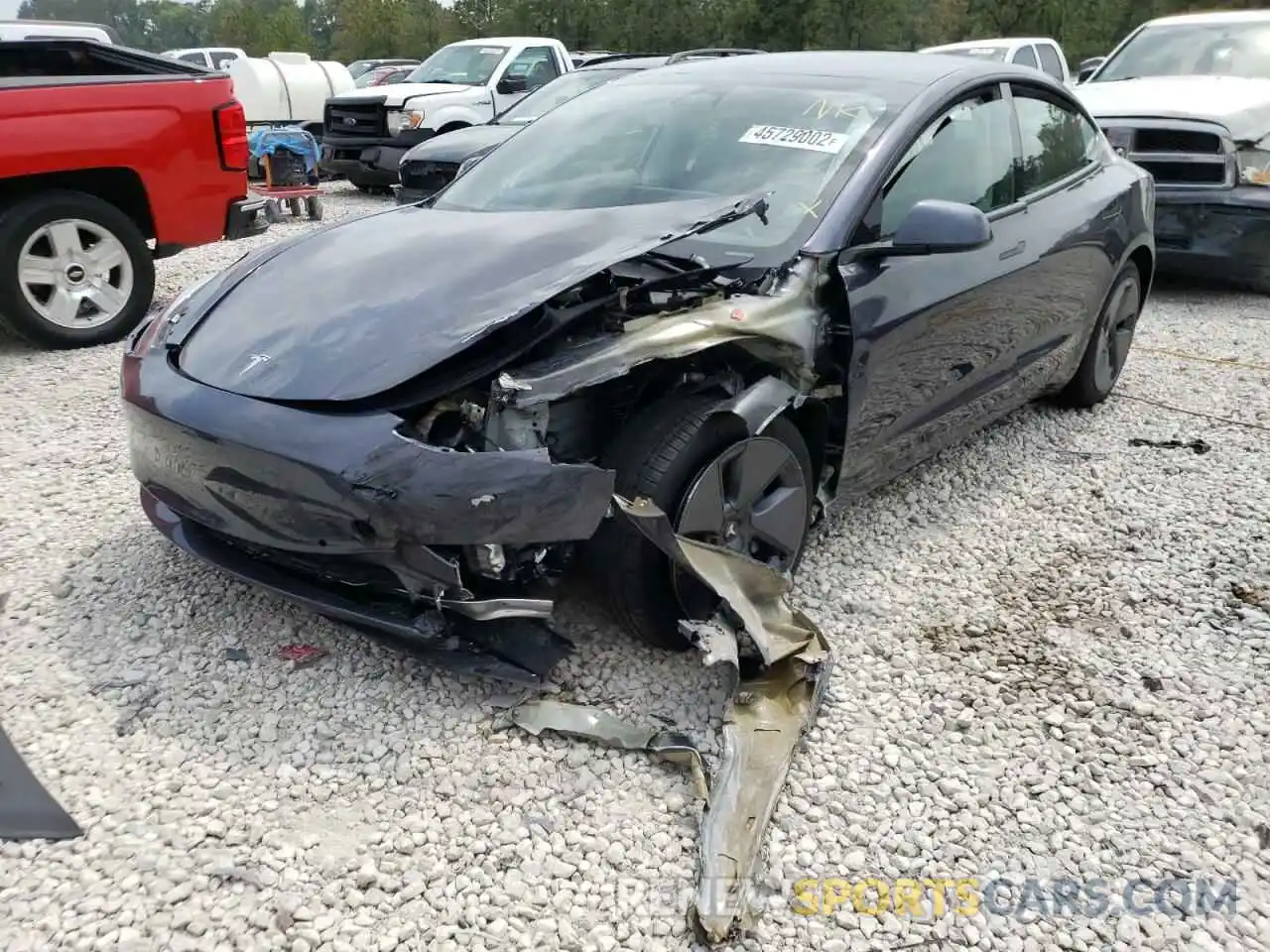 2 Photograph of a damaged car 5YJ3E1EB0NF236672 TESLA MODEL 3 2022