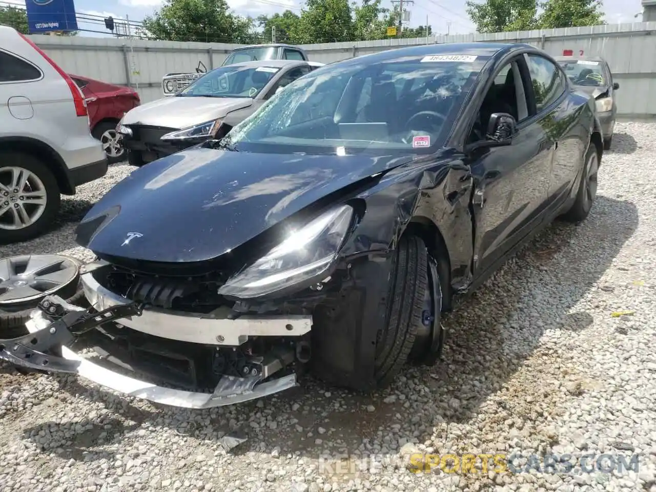 2 Photograph of a damaged car 5YJ3E1EB1NF107257 TESLA MODEL 3 2022