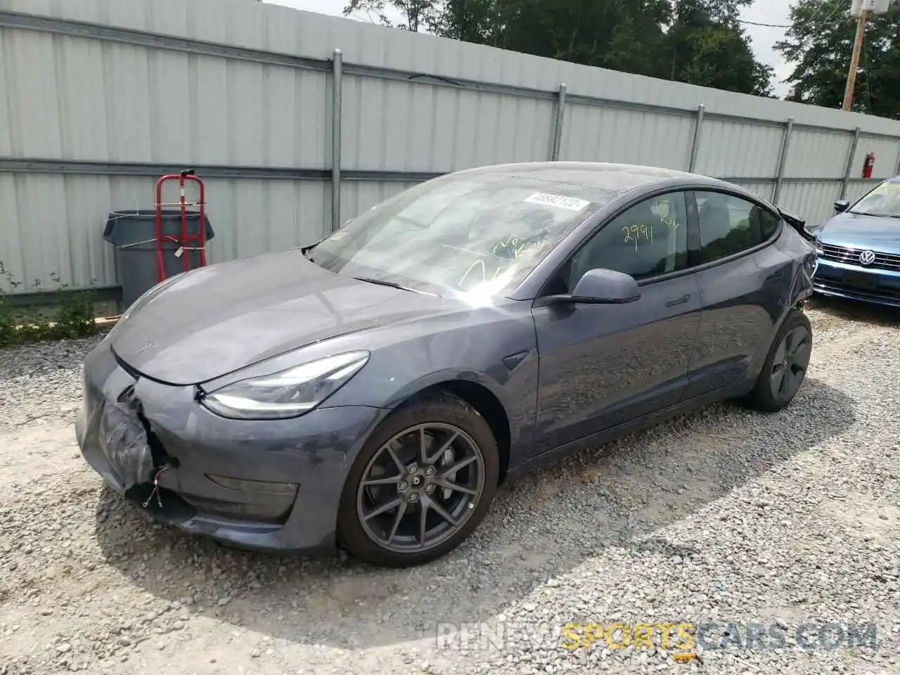 2 Photograph of a damaged car 5YJ3E1EB1NF174649 TESLA MODEL 3 2022