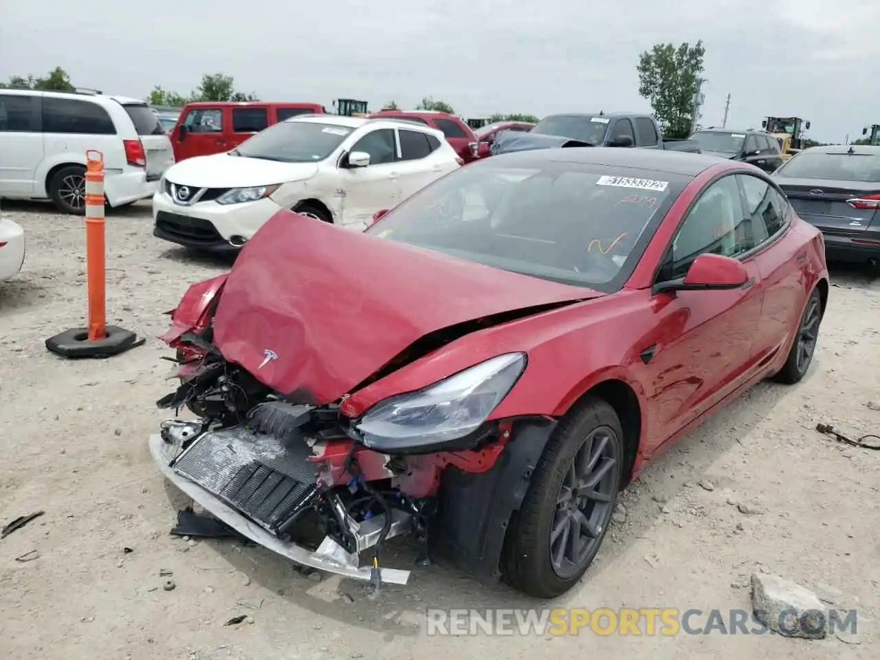 2 Photograph of a damaged car 5YJ3E1EB1NF185473 TESLA MODEL 3 2022