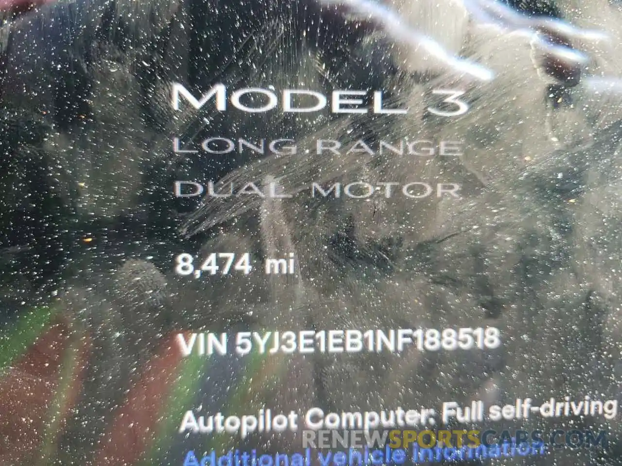 8 Photograph of a damaged car 5YJ3E1EB1NF188518 TESLA MODEL 3 2022