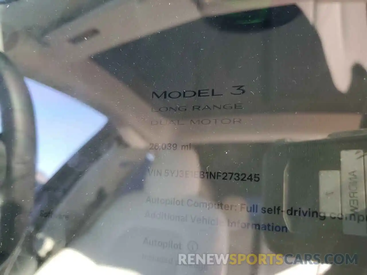 9 Photograph of a damaged car 5YJ3E1EB1NF273245 TESLA MODEL 3 2022