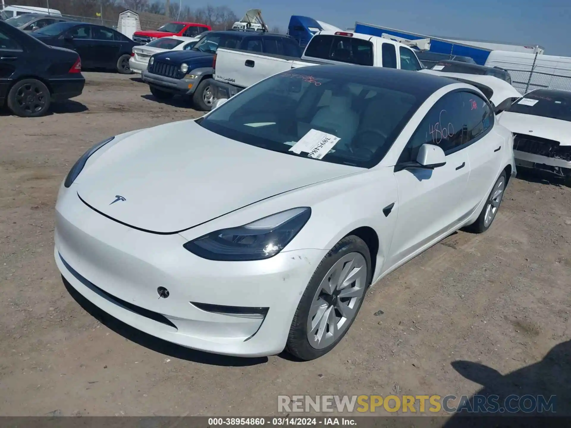 2 Photograph of a damaged car 5YJ3E1EB2NF110930 TESLA MODEL 3 2022