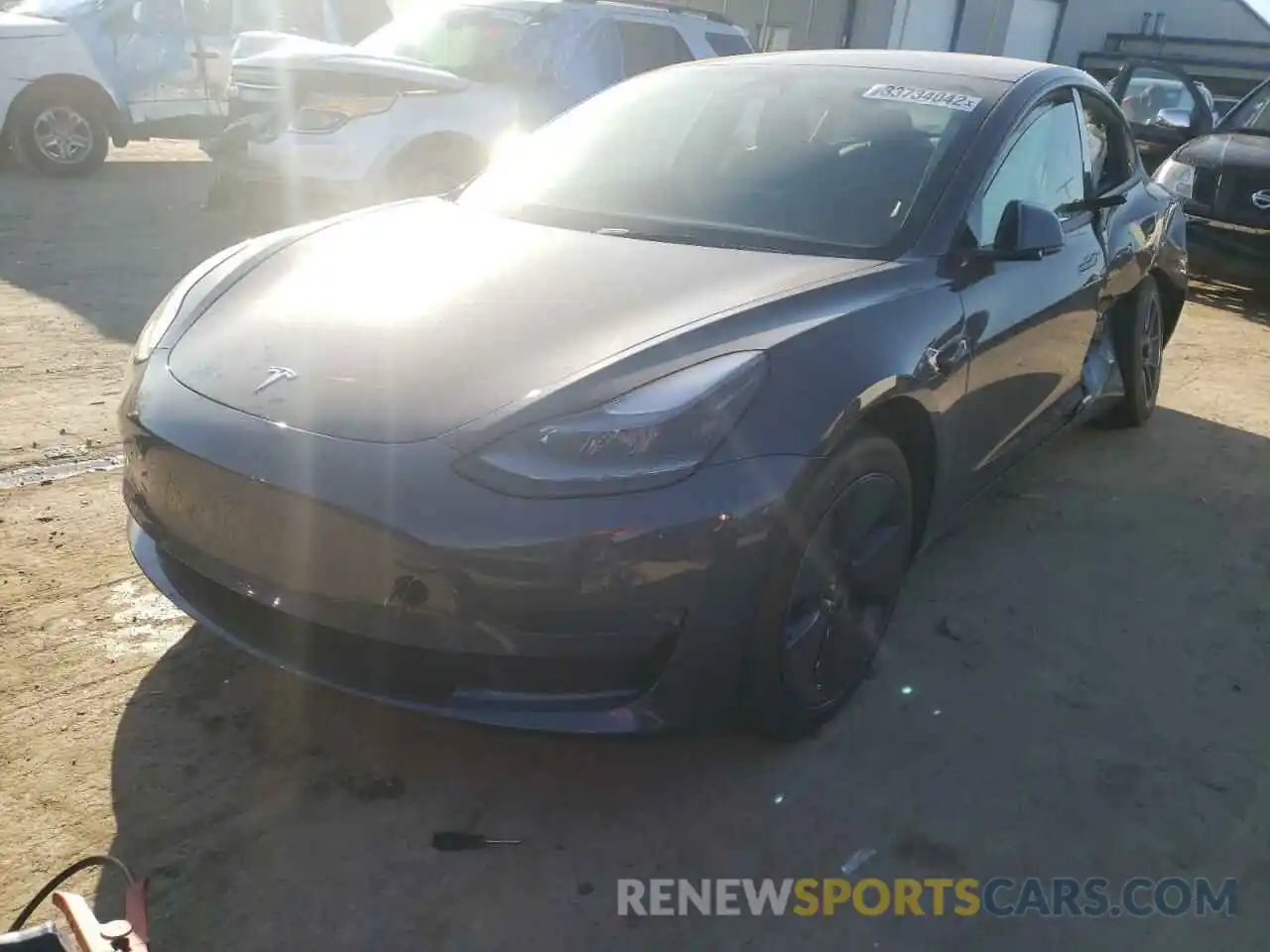 2 Photograph of a damaged car 5YJ3E1EB2NF113424 TESLA MODEL 3 2022