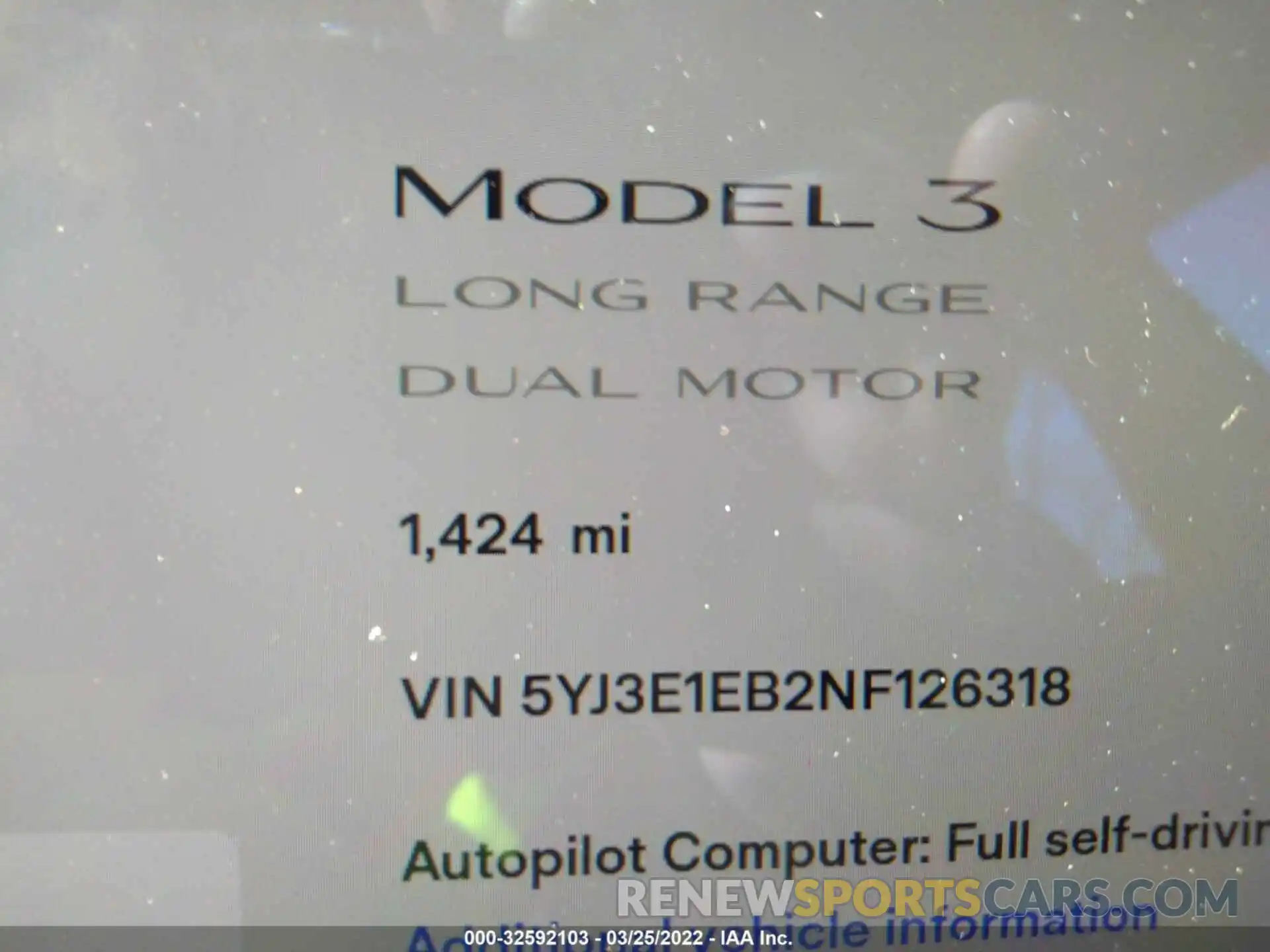 7 Photograph of a damaged car 5YJ3E1EB2NF126318 TESLA MODEL 3 2022