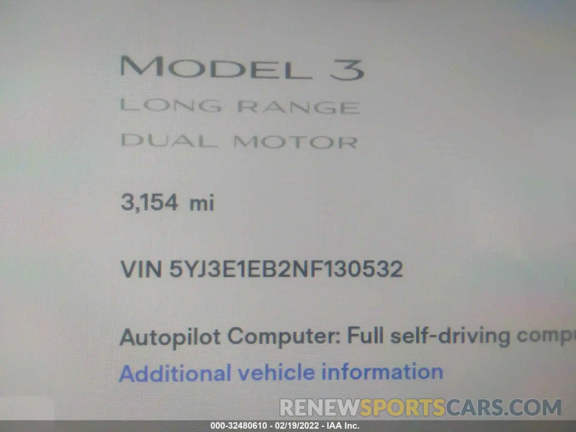 7 Photograph of a damaged car 5YJ3E1EB2NF130532 TESLA MODEL 3 2022