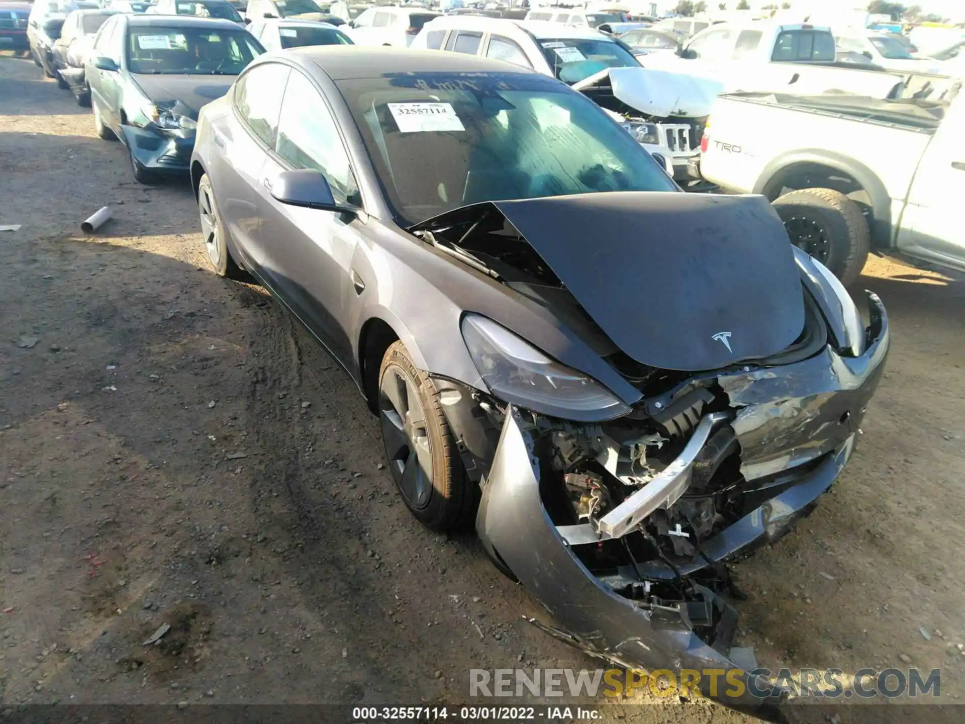 1 Photograph of a damaged car 5YJ3E1EB2NF130725 TESLA MODEL 3 2022