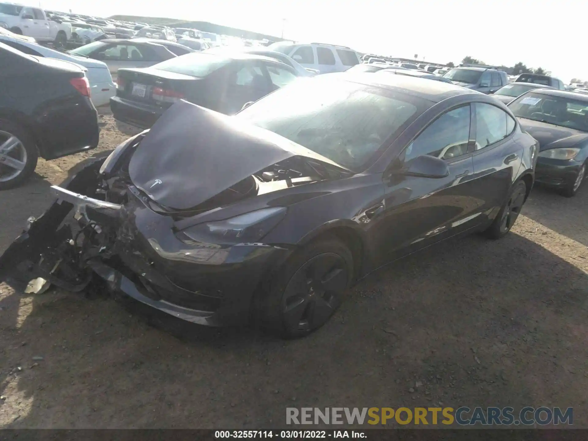 2 Photograph of a damaged car 5YJ3E1EB2NF130725 TESLA MODEL 3 2022