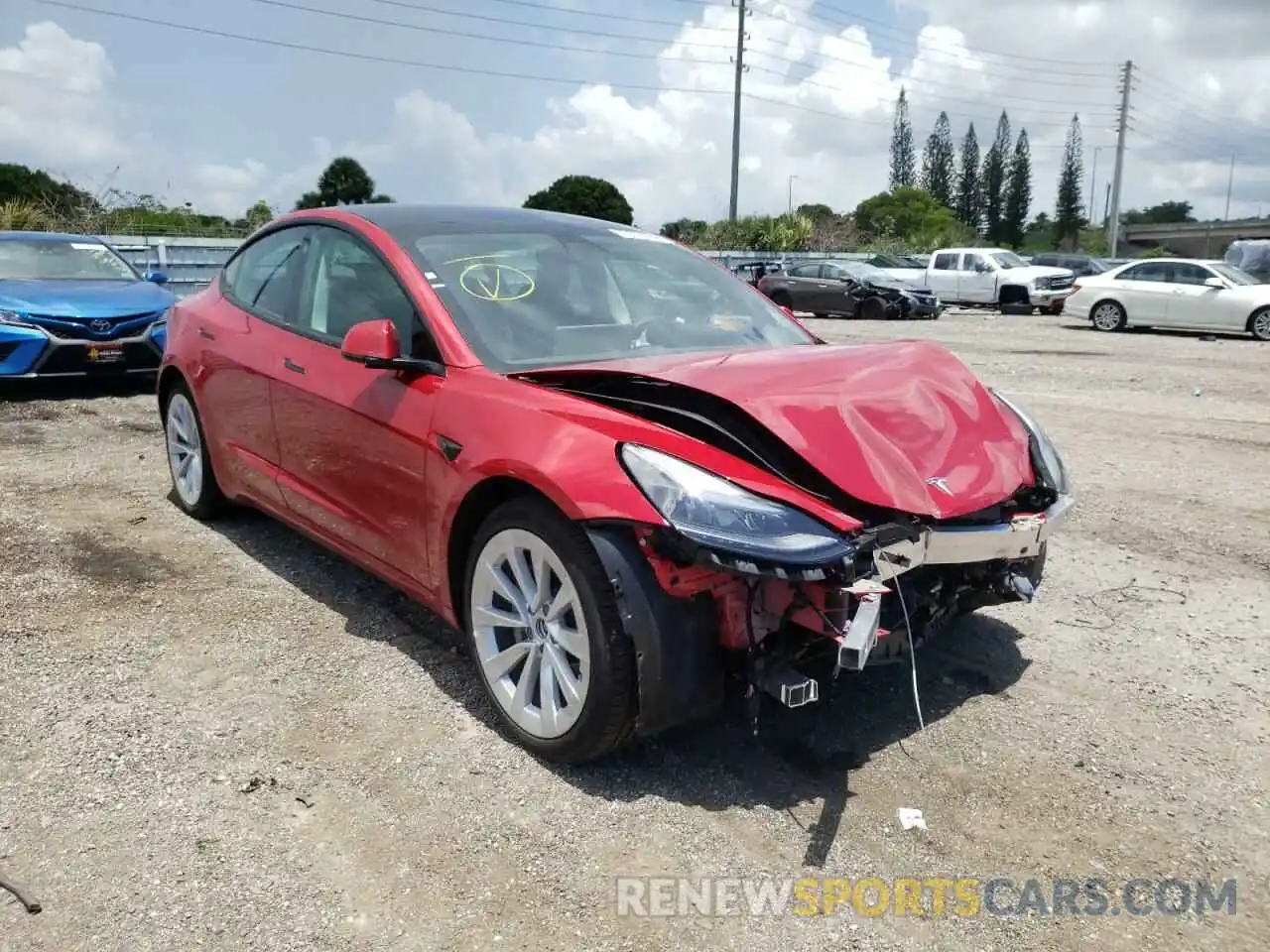 1 Photograph of a damaged car 5YJ3E1EB2NF187491 TESLA MODEL 3 2022