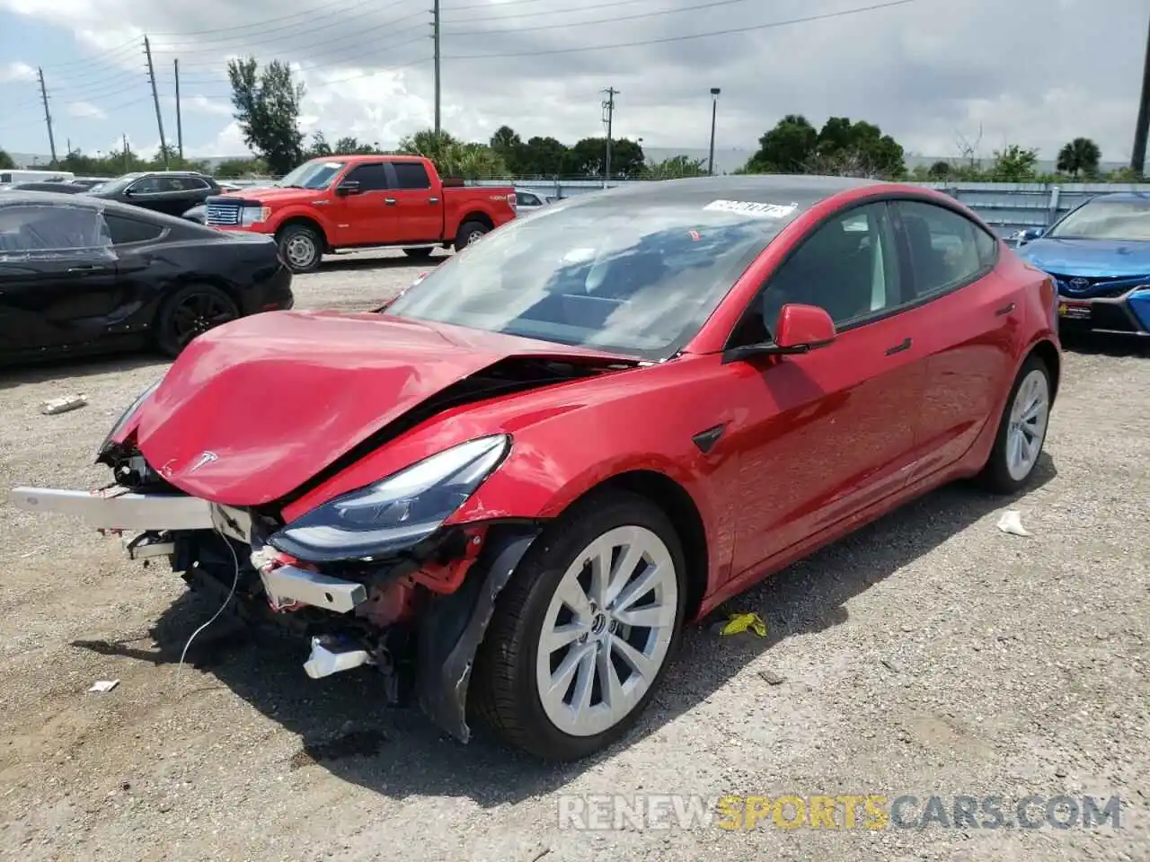 2 Photograph of a damaged car 5YJ3E1EB2NF187491 TESLA MODEL 3 2022