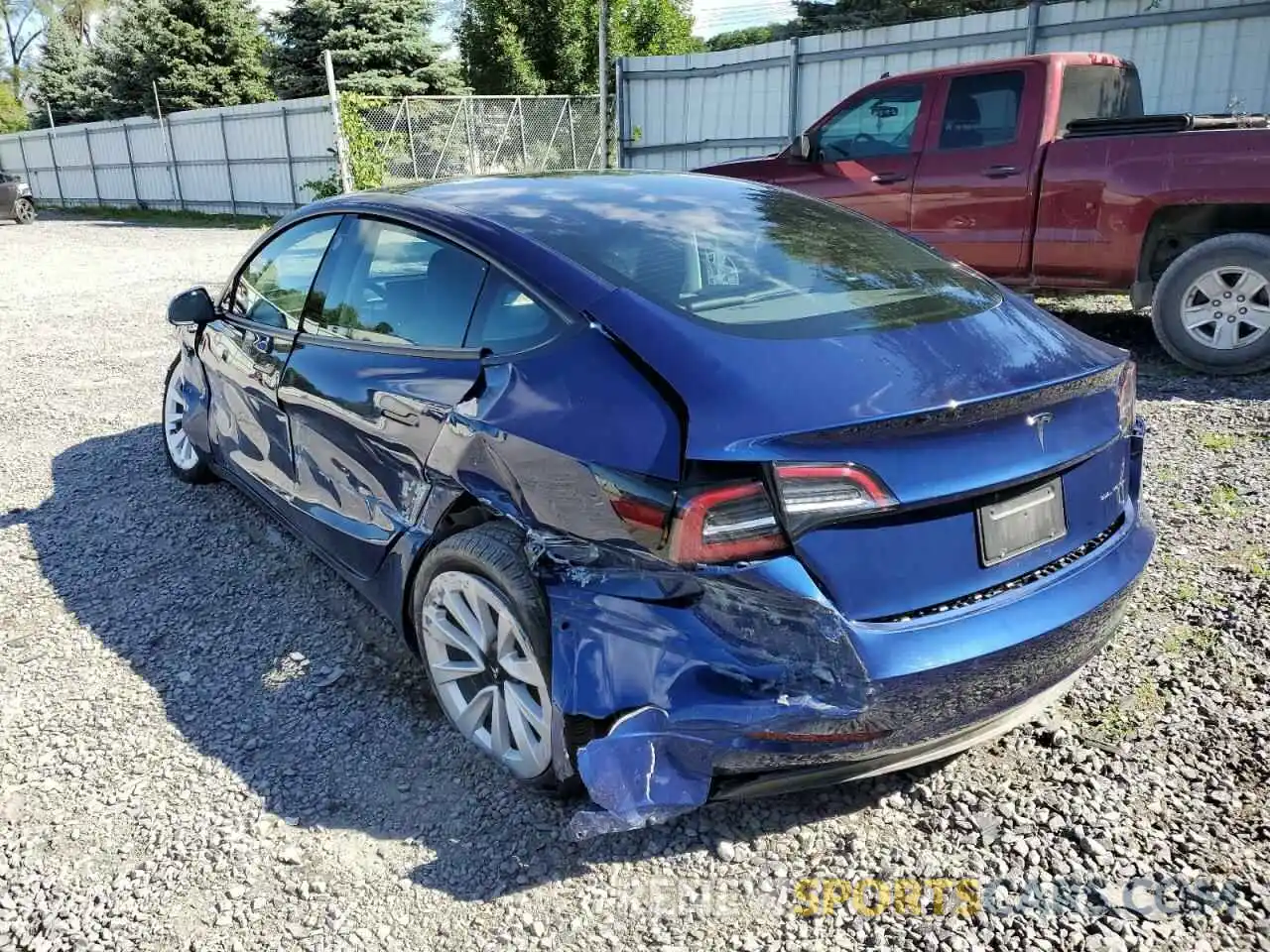 3 Photograph of a damaged car 5YJ3E1EB2NF187538 TESLA MODEL 3 2022