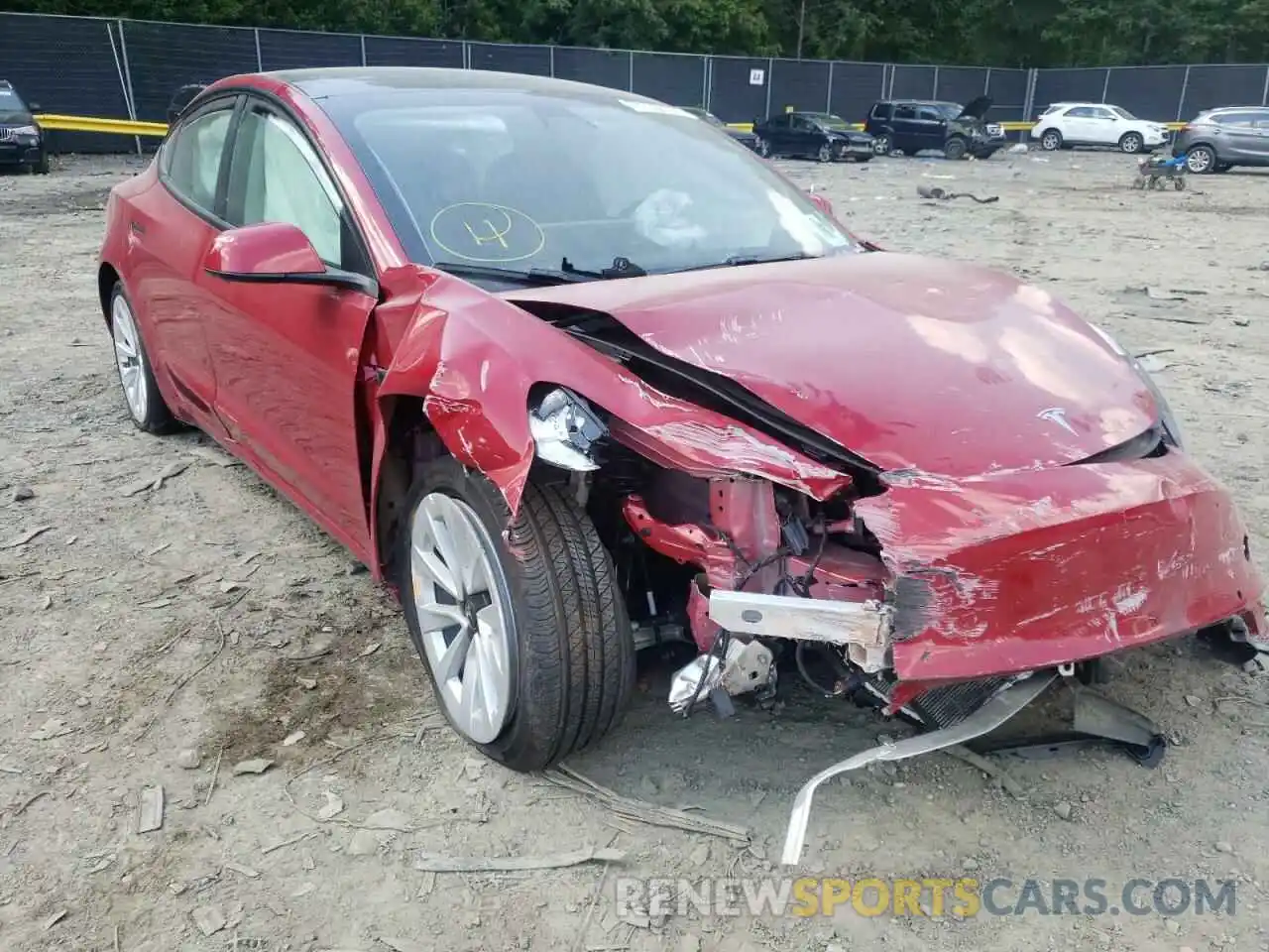 1 Photograph of a damaged car 5YJ3E1EB2NF187961 TESLA MODEL 3 2022