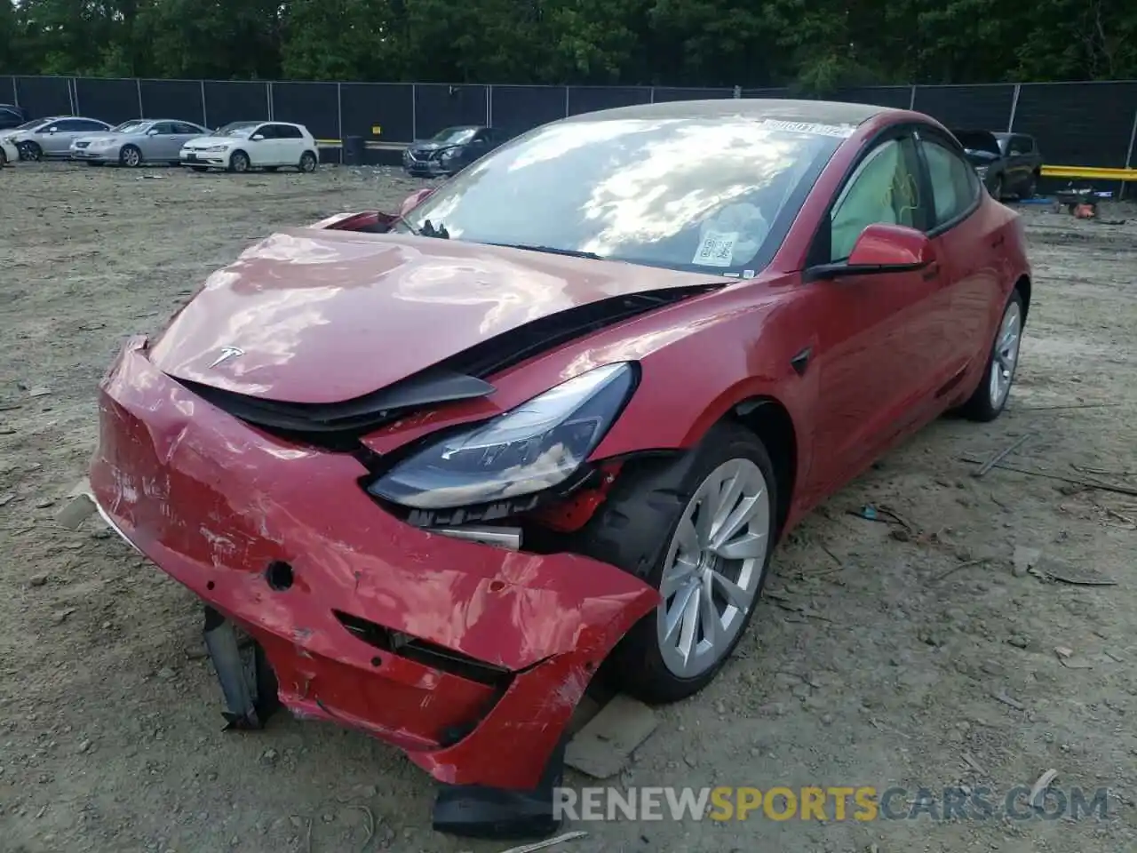 2 Photograph of a damaged car 5YJ3E1EB2NF187961 TESLA MODEL 3 2022