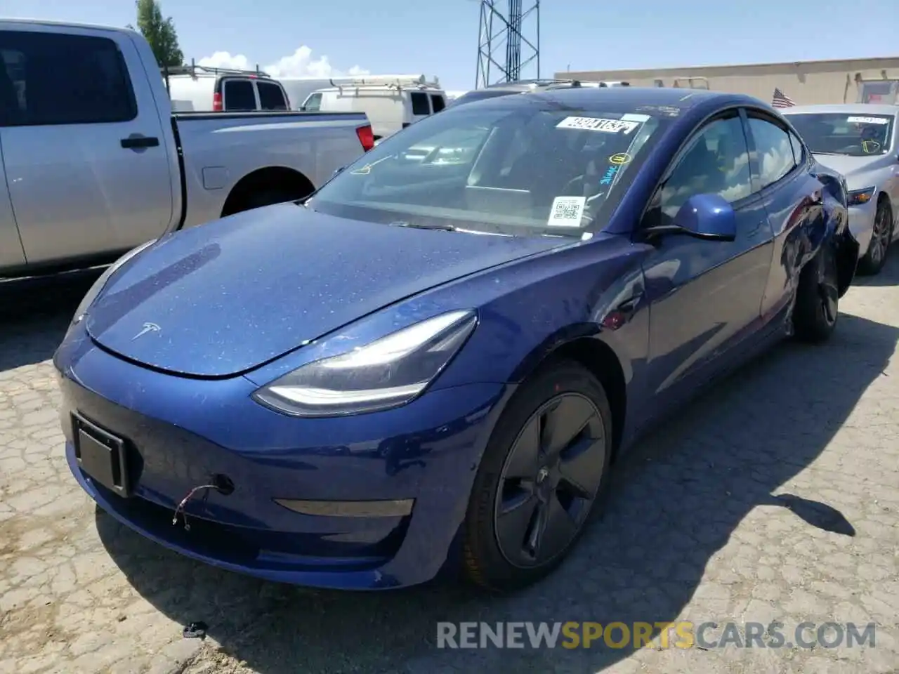 2 Photograph of a damaged car 5YJ3E1EB2NF189063 TESLA MODEL 3 2022