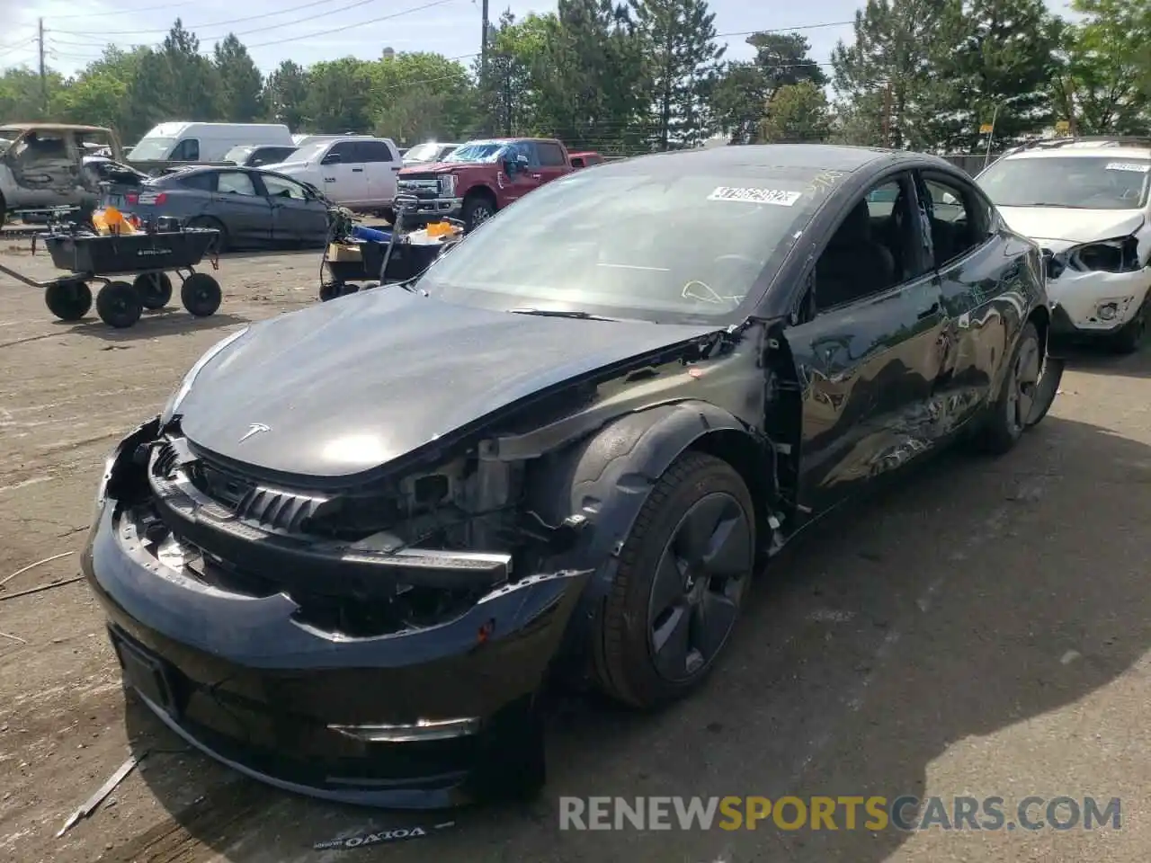 2 Photograph of a damaged car 5YJ3E1EB2NF192254 TESLA MODEL 3 2022