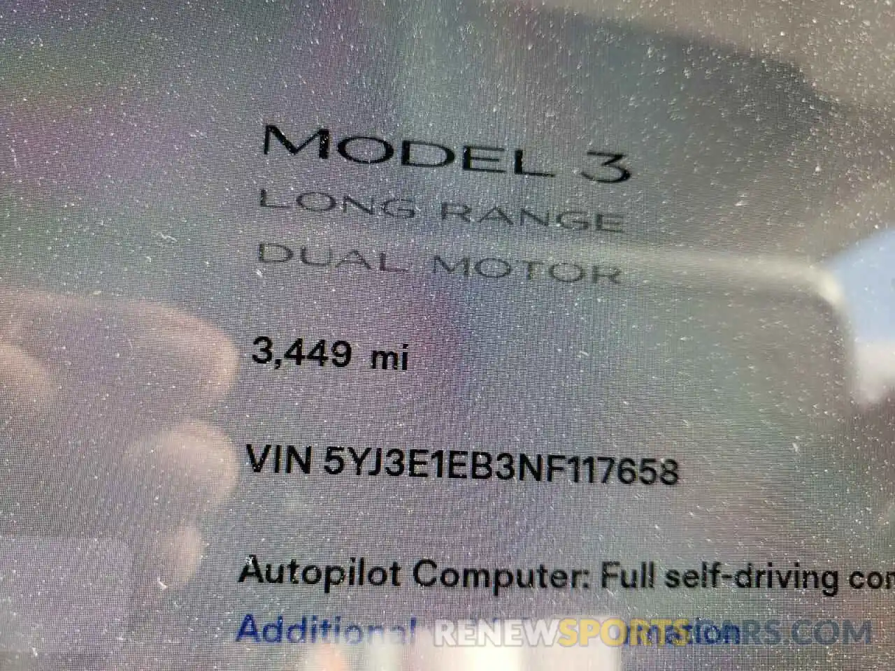 8 Photograph of a damaged car 5YJ3E1EB3NF117658 TESLA MODEL 3 2022