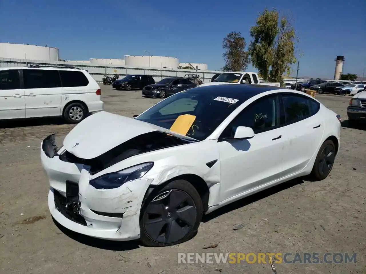 2 Photograph of a damaged car 5YJ3E1EB3NF132998 TESLA MODEL 3 2022