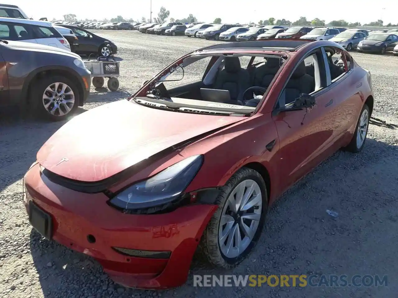 2 Photograph of a damaged car 5YJ3E1EB3NF144195 TESLA MODEL 3 2022