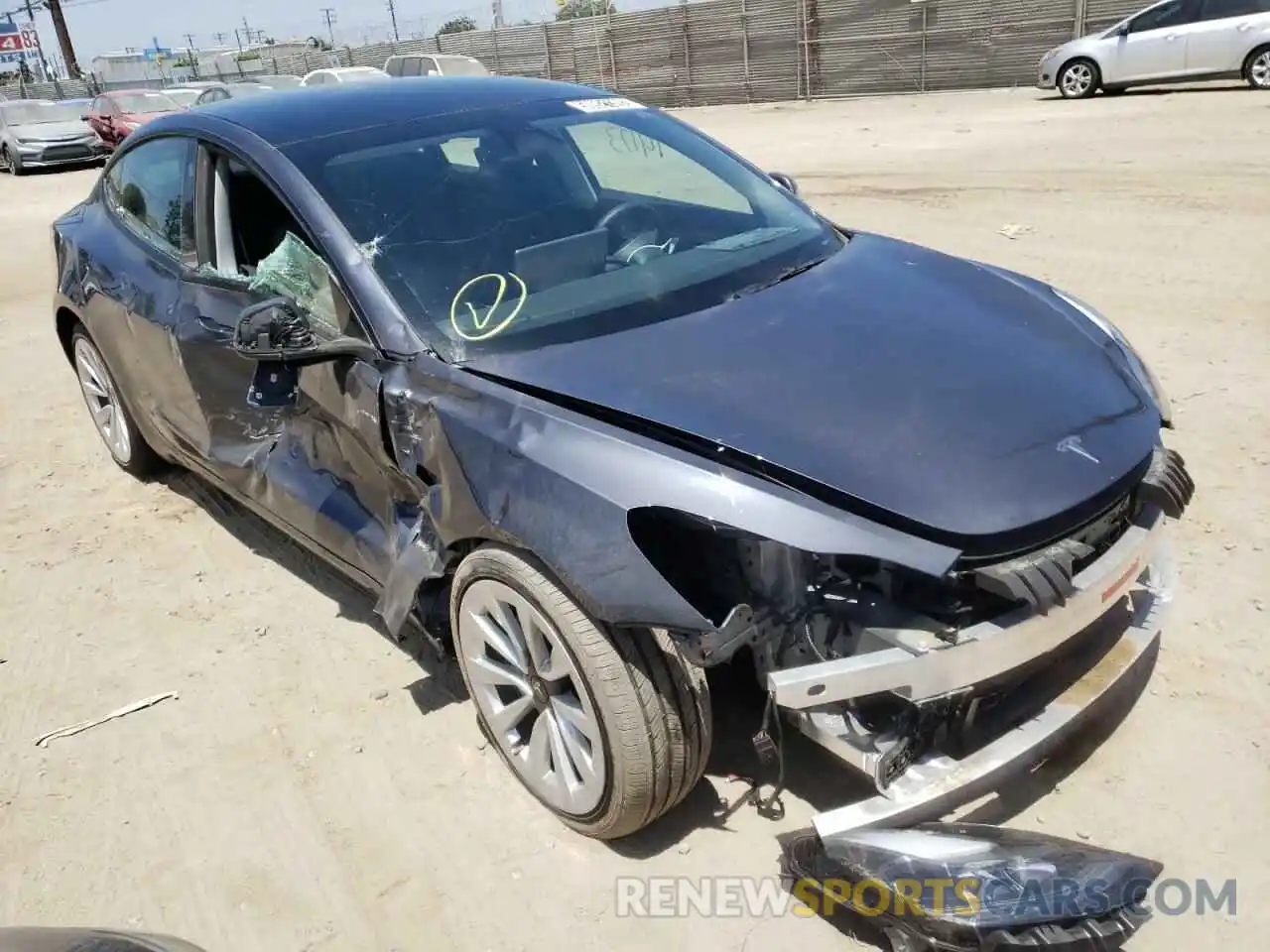 1 Photograph of a damaged car 5YJ3E1EB3NF145184 TESLA MODEL 3 2022