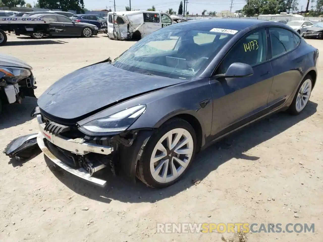 2 Photograph of a damaged car 5YJ3E1EB3NF145184 TESLA MODEL 3 2022