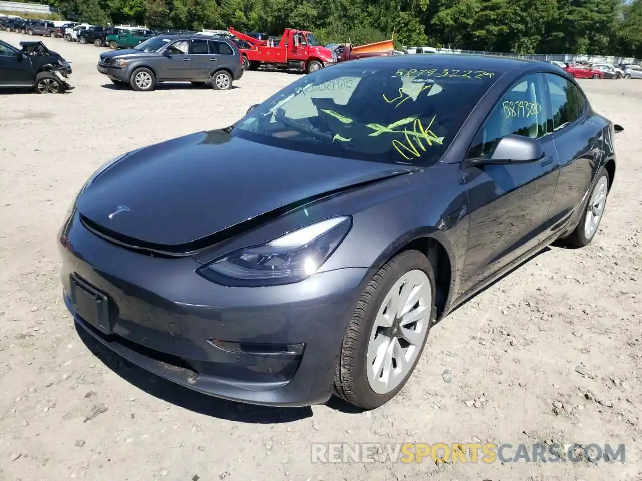 2 Photograph of a damaged car 5YJ3E1EB3NF164334 TESLA MODEL 3 2022