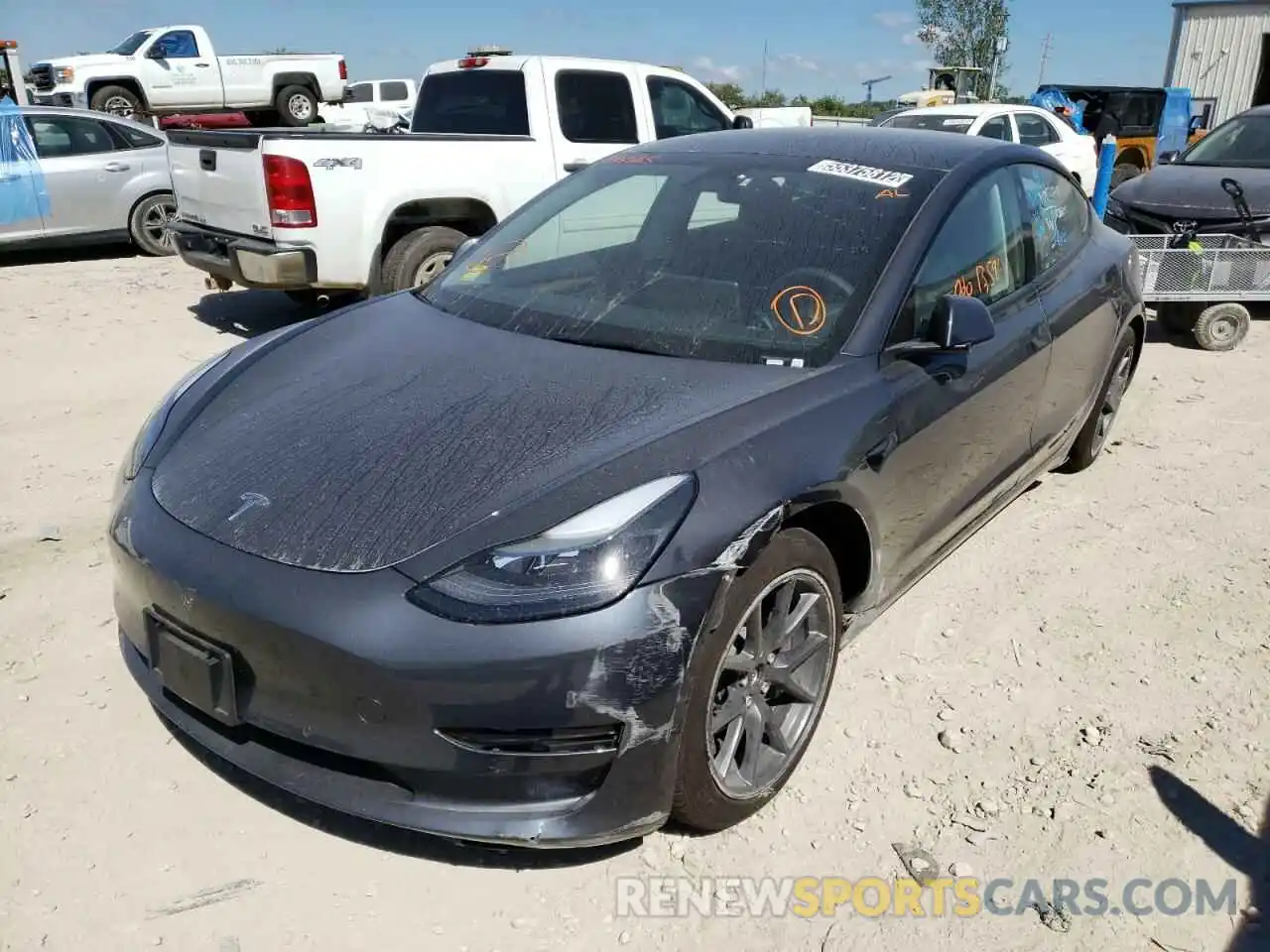 2 Photograph of a damaged car 5YJ3E1EB3NF191565 TESLA MODEL 3 2022