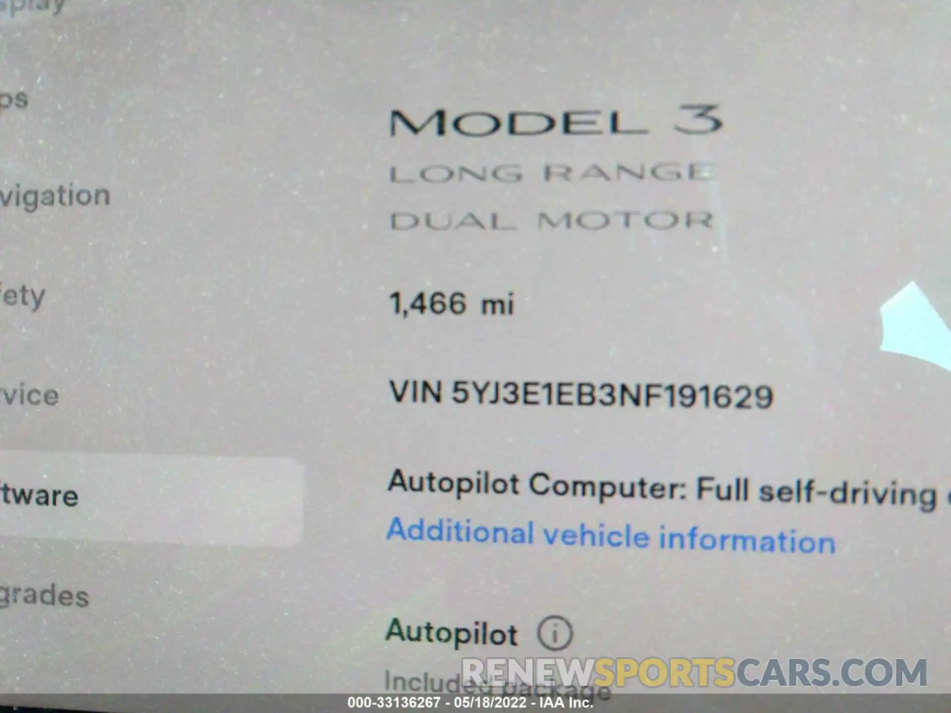 7 Photograph of a damaged car 5YJ3E1EB3NF191629 TESLA MODEL 3 2022