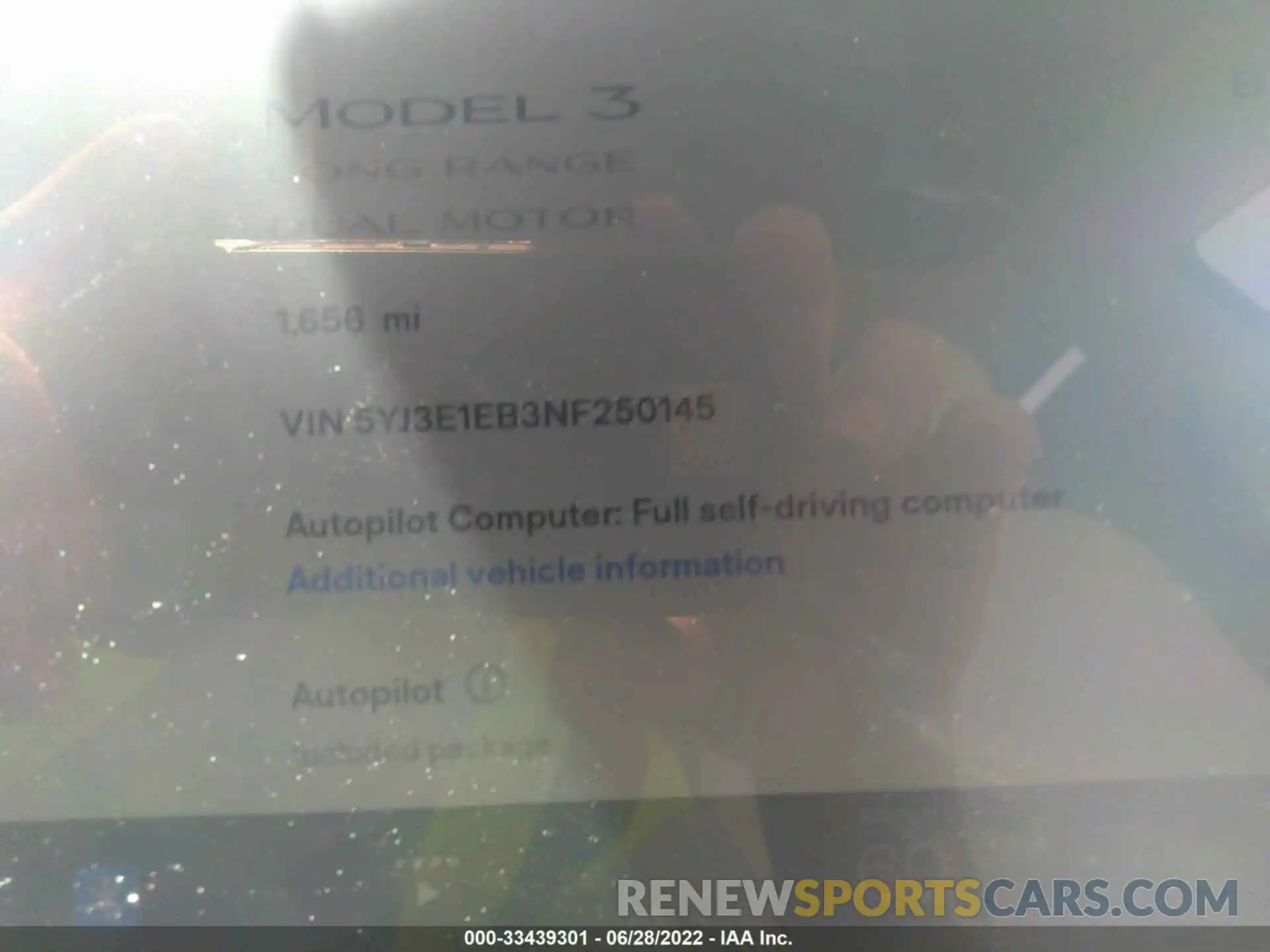 7 Photograph of a damaged car 5YJ3E1EB3NF250145 TESLA MODEL 3 2022