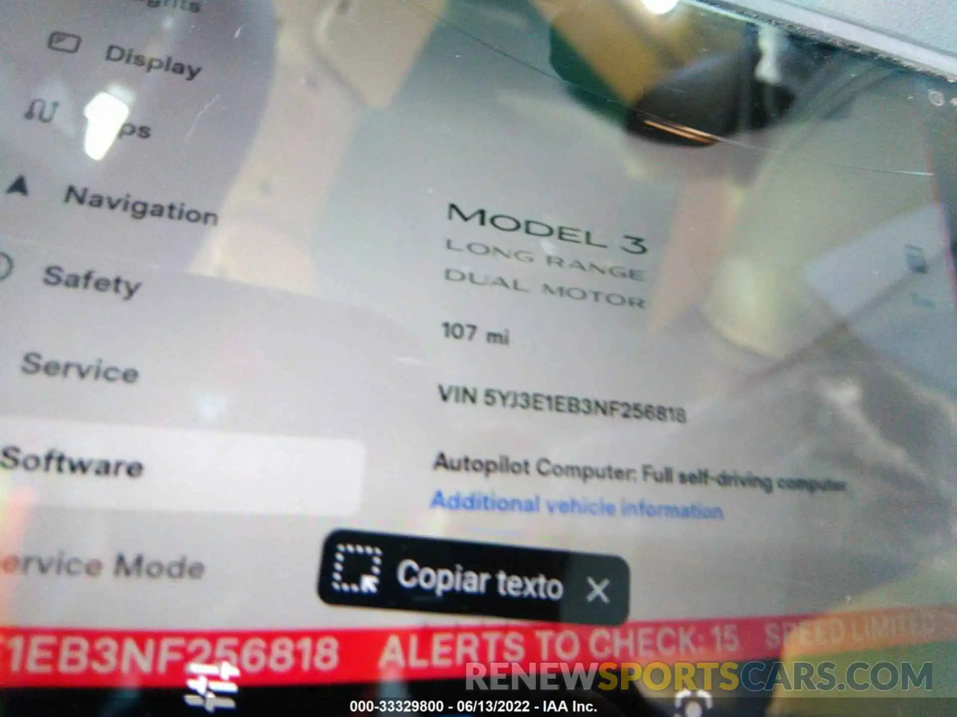 7 Photograph of a damaged car 5YJ3E1EB3NF256818 TESLA MODEL 3 2022